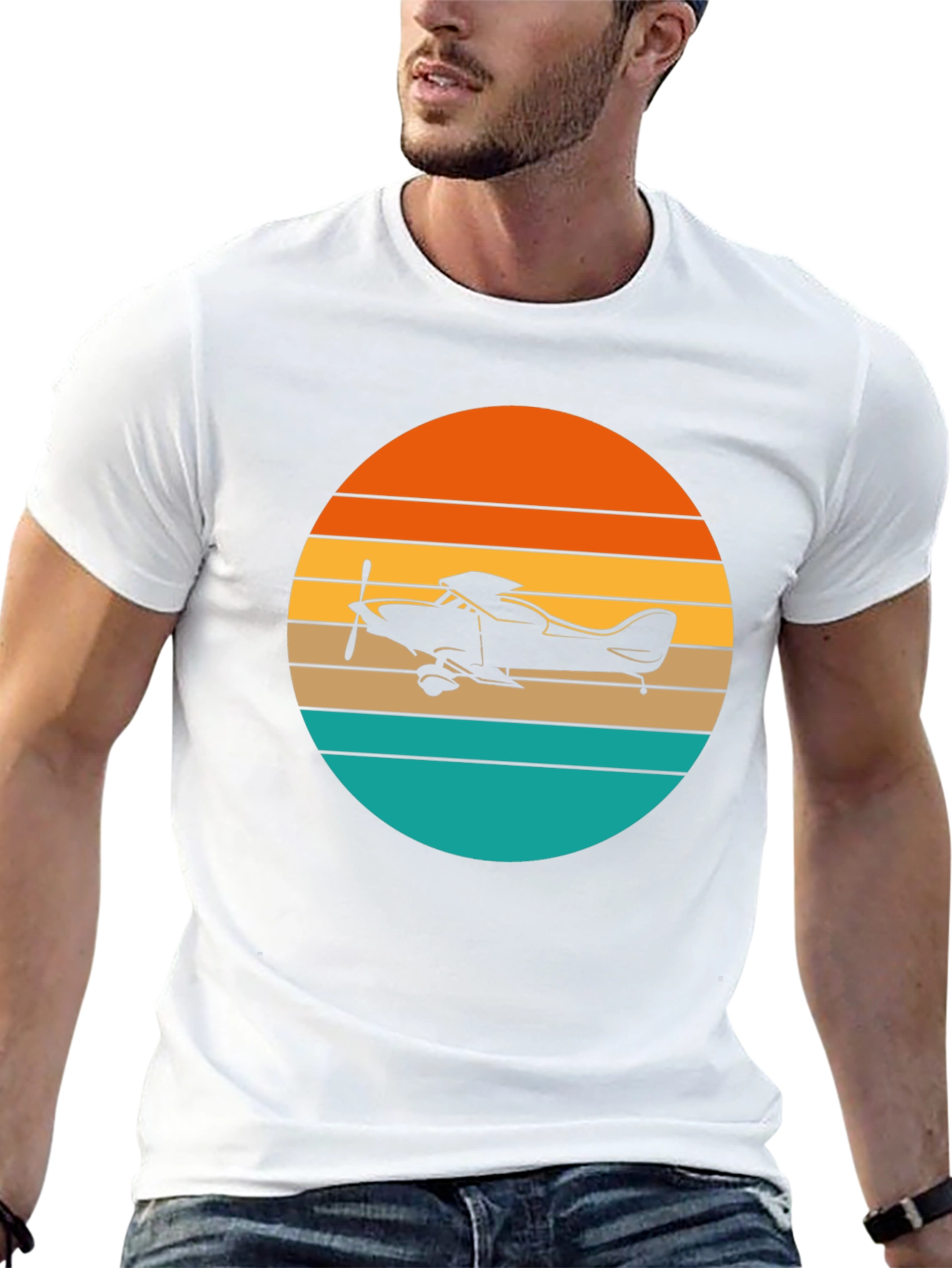 Retro Airplane Sunset T-Shirt - Aviation Gift