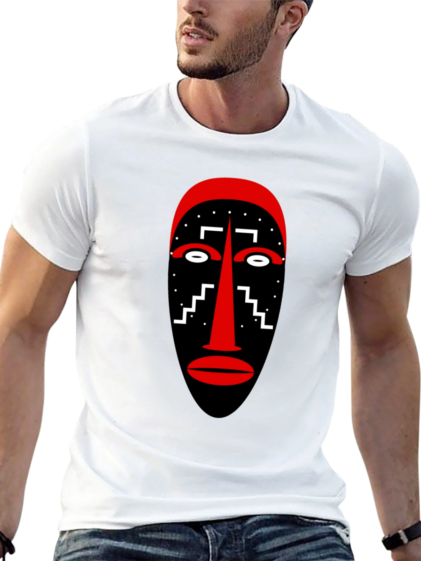 Tribal Mask Graphic Tee - Unique Style