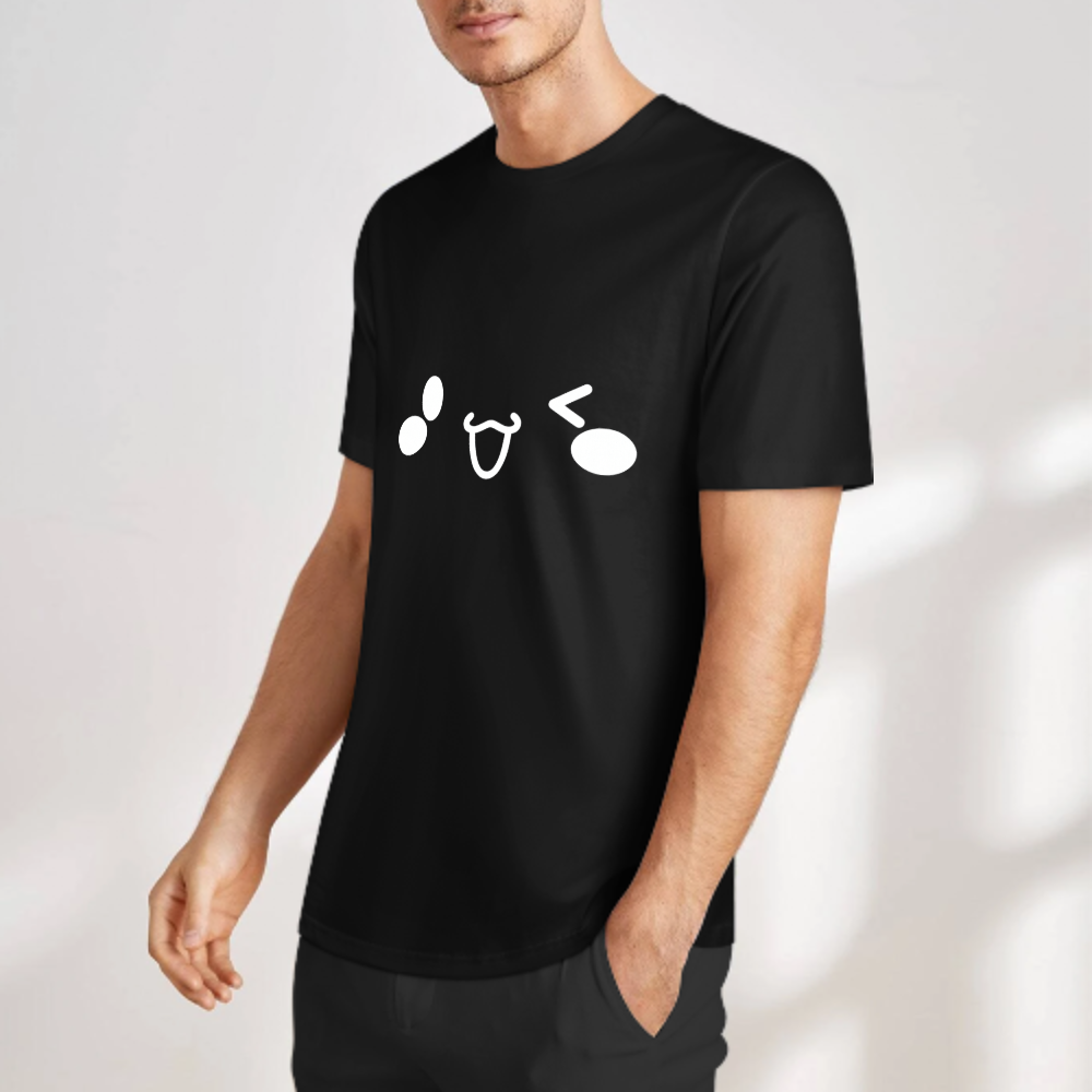 Cute Kawaii Face T-Shirt | Minimal Anime Emoji Graphic Tee(z126)