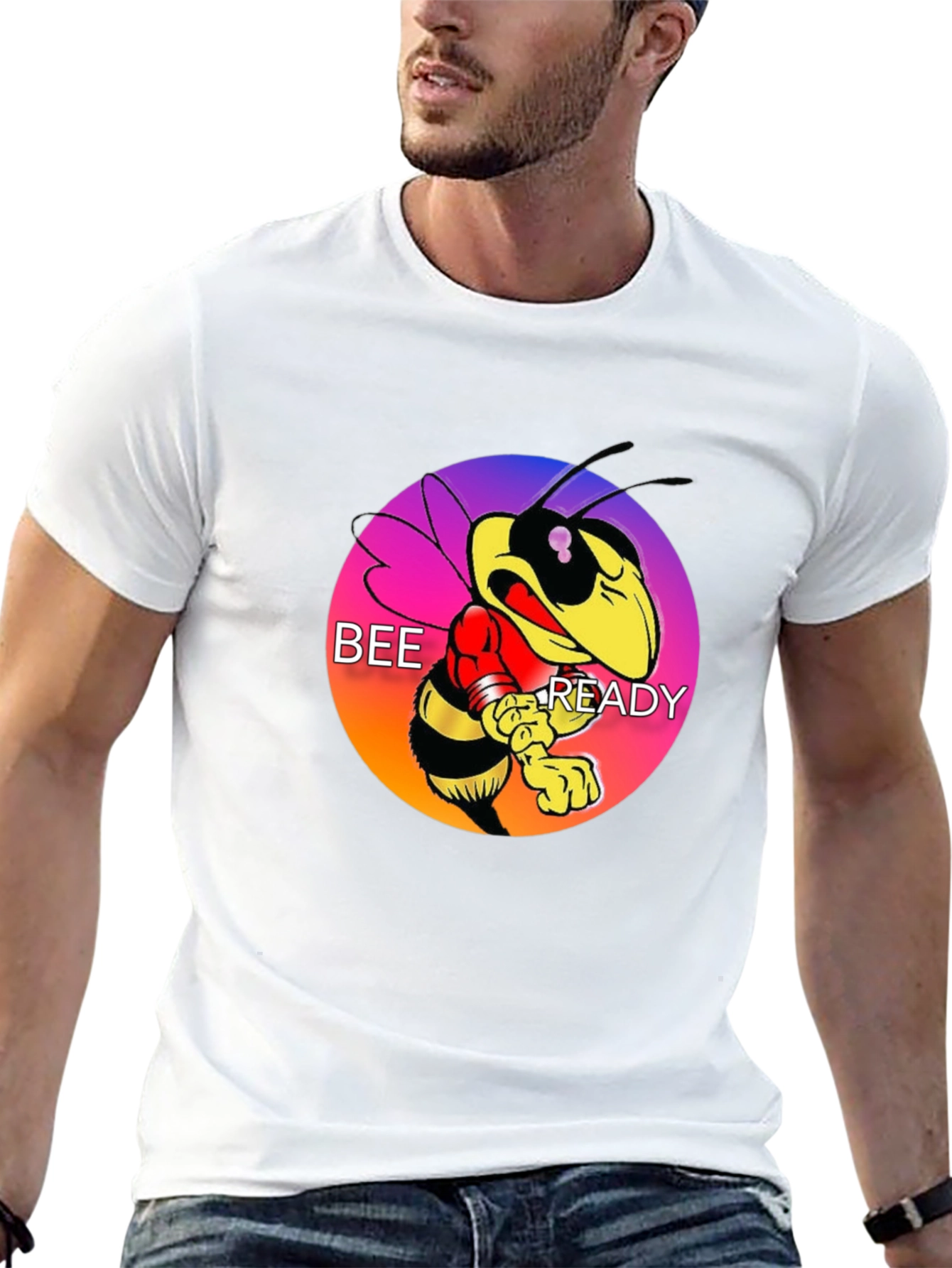 Bee Ready Graphic Tee - Mens Black Cotton T-Shirt