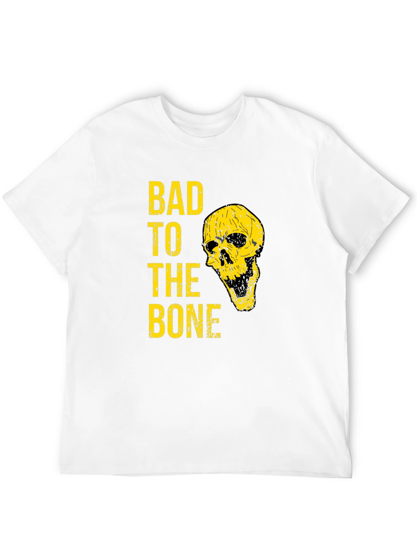 Bad to the Bone T-Shirt - Yellow Skull Design