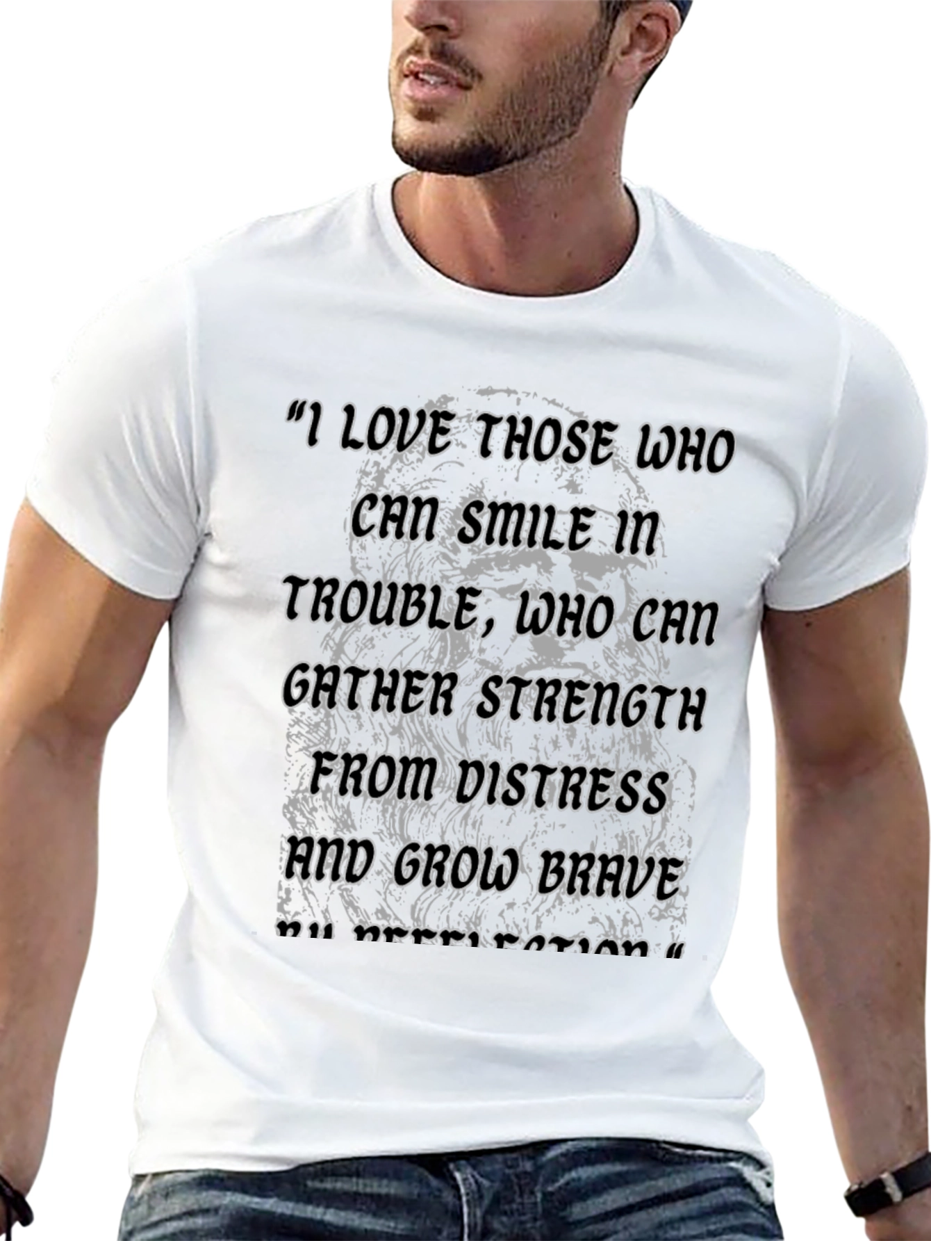 Inspirational Quote Graphic Tee - Smile in Trouble
