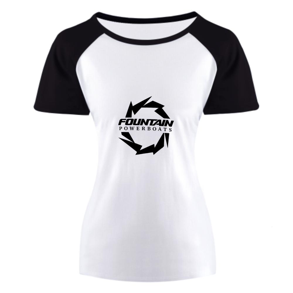 Fountain Powerboats Graphic Women's Raglan T-Shirt | Racing Style Cotton Streetwear Tee(z107)