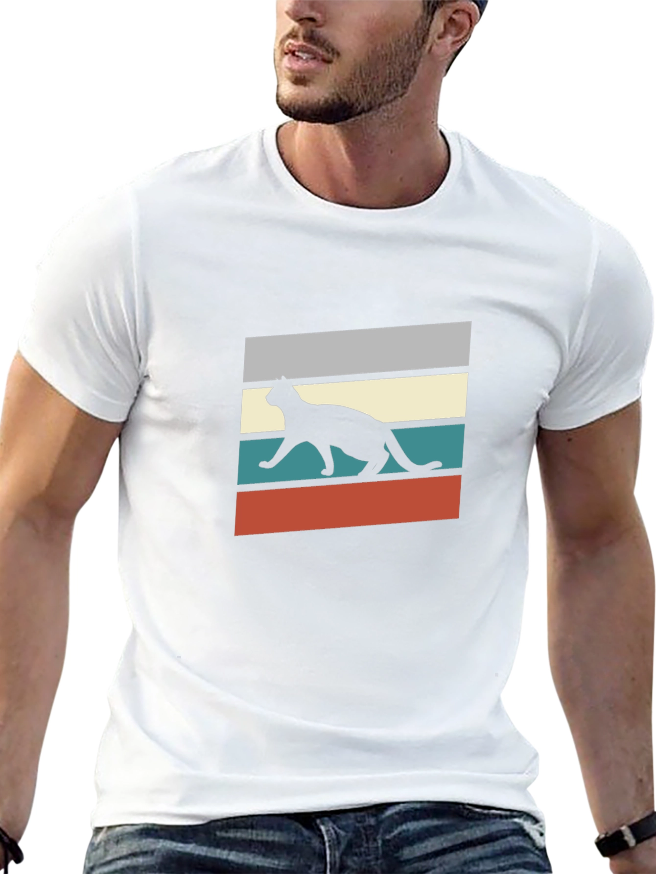 Retro Cat Silhouette Graphic Tee