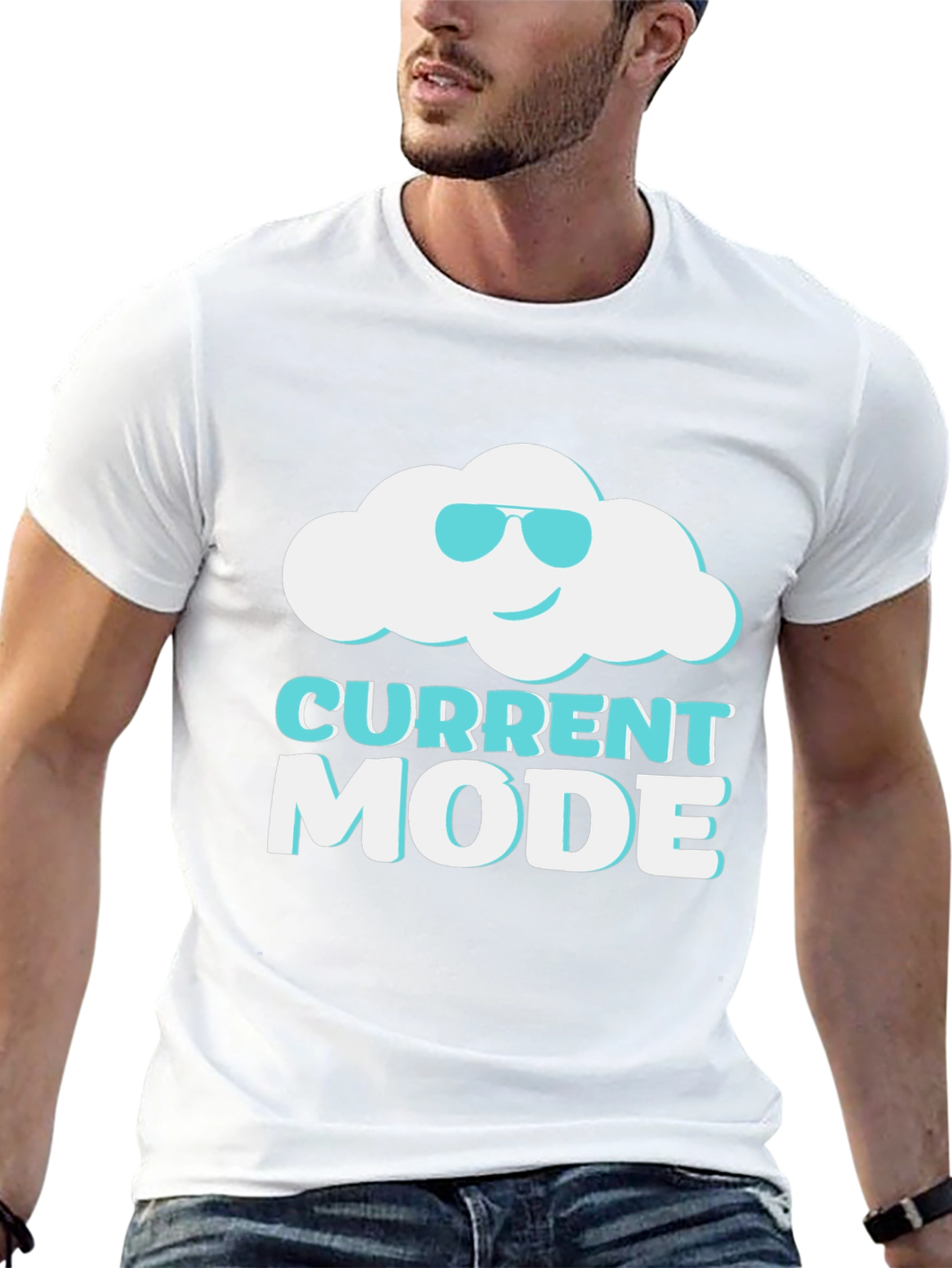 Current Mood Cloud Graphic Tee - Black Cotton T-Shirt