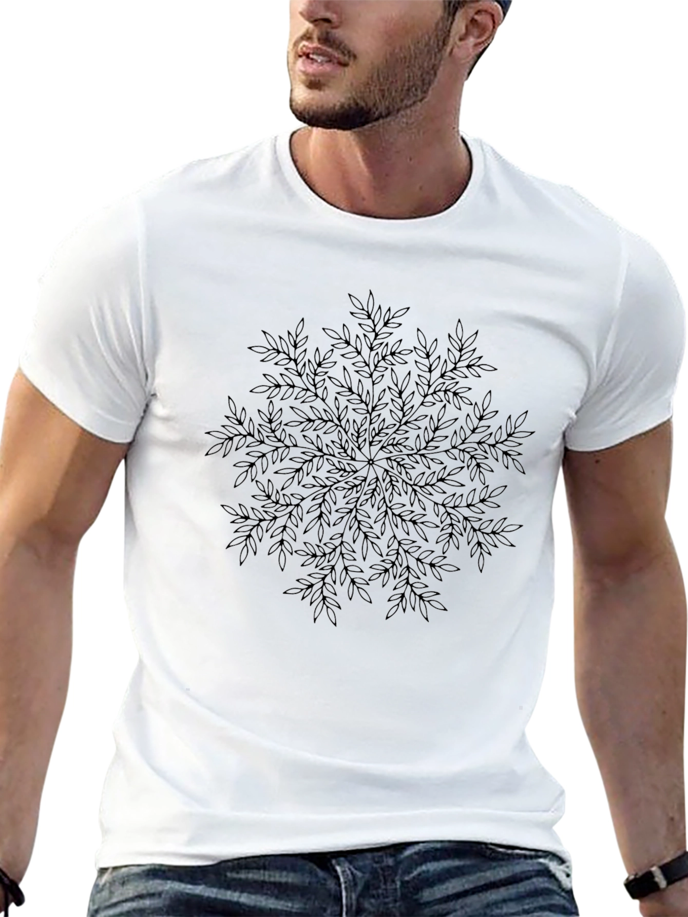 Leaf Mandala Graphic Black Tee