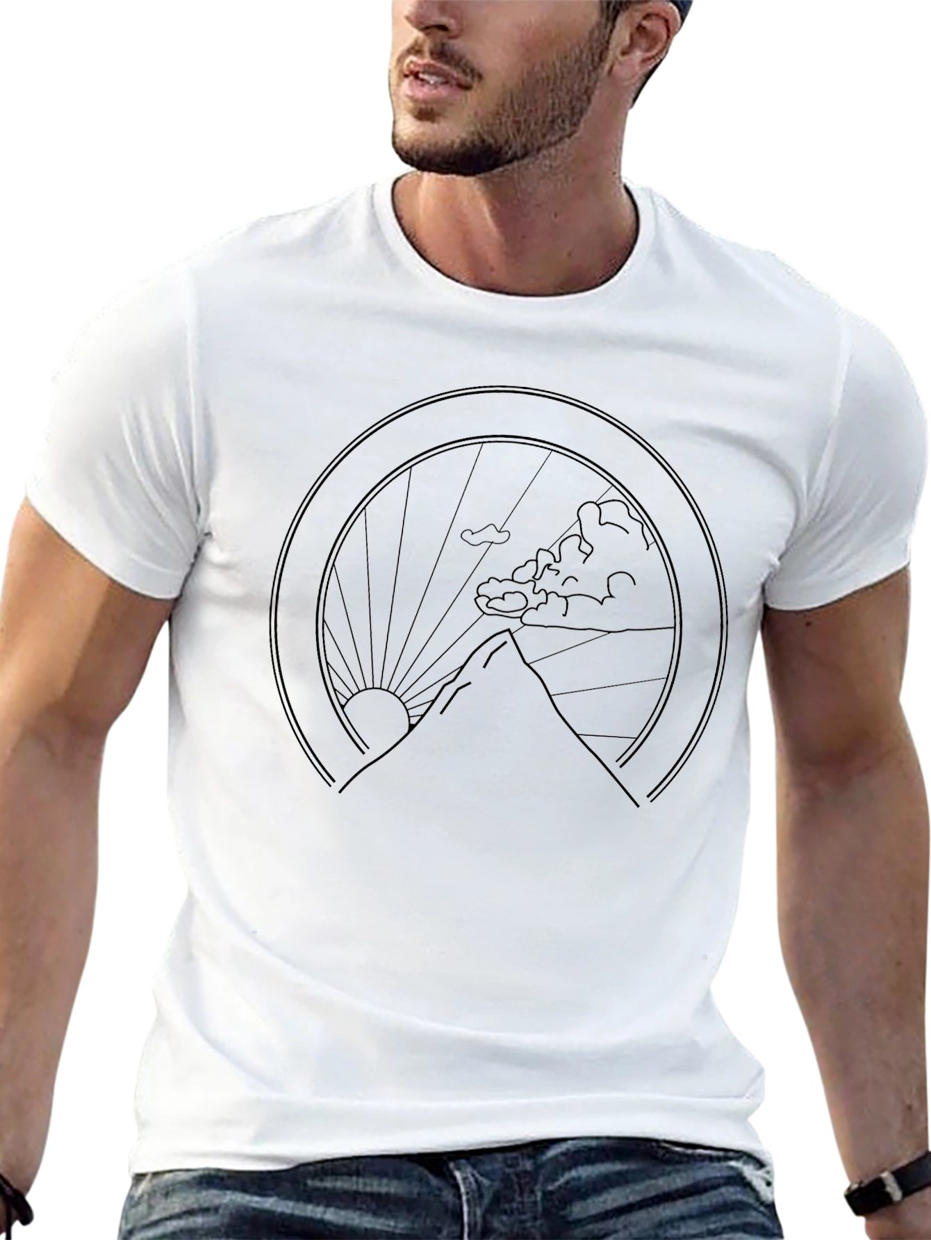 Mountain Scene Graphic Tee - Black
