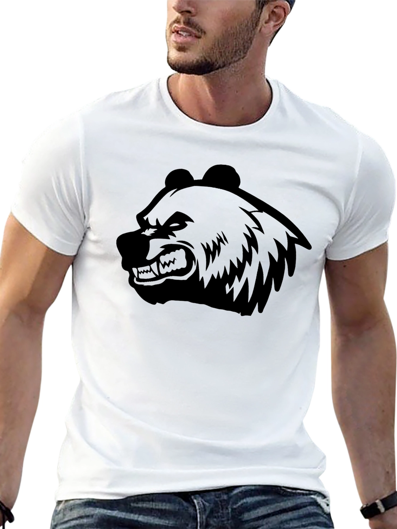 Mens Black Bear Graphic T-Shirt - Fierce Style