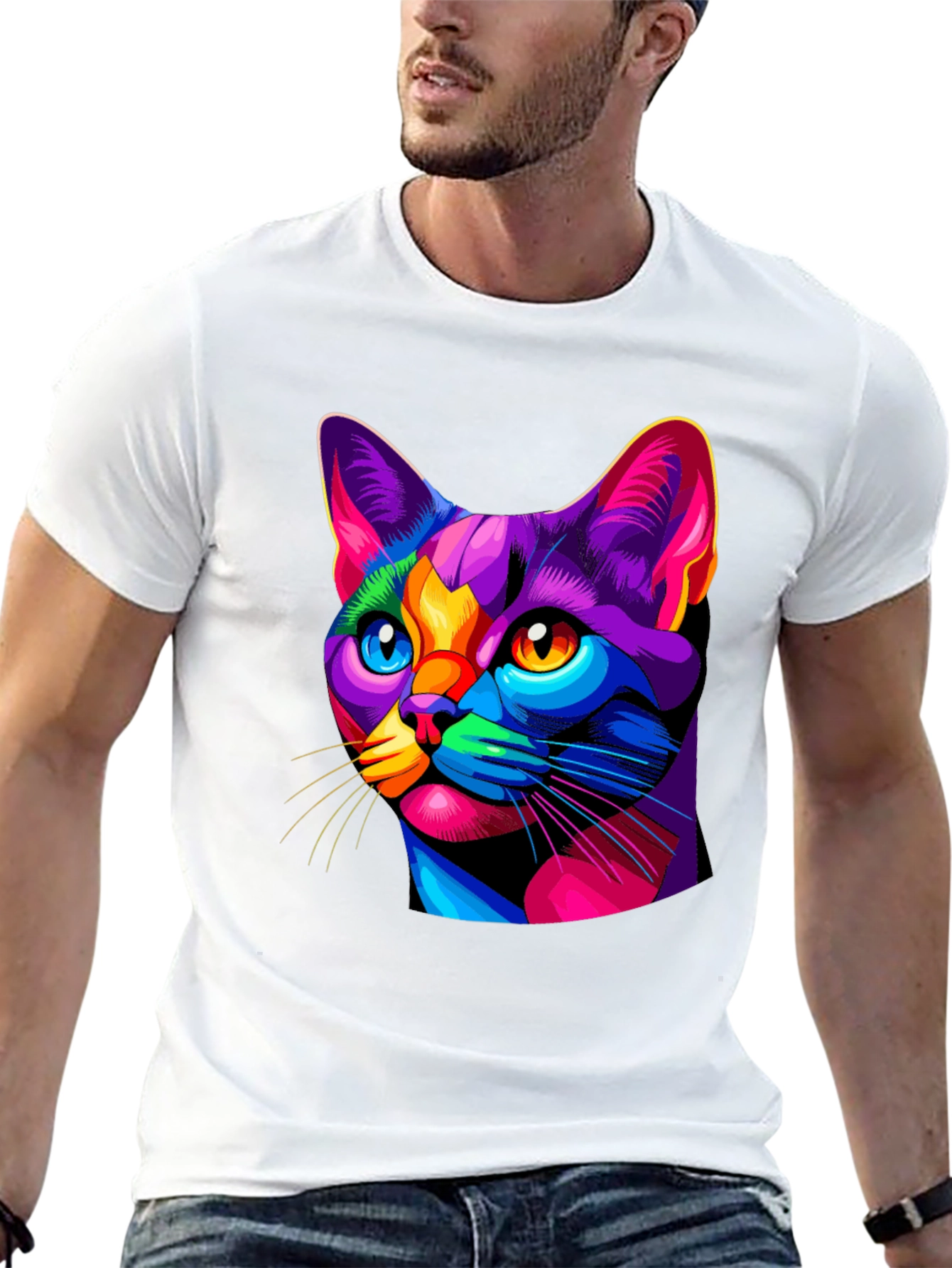 Vibrant Cat Graphic T-Shirt