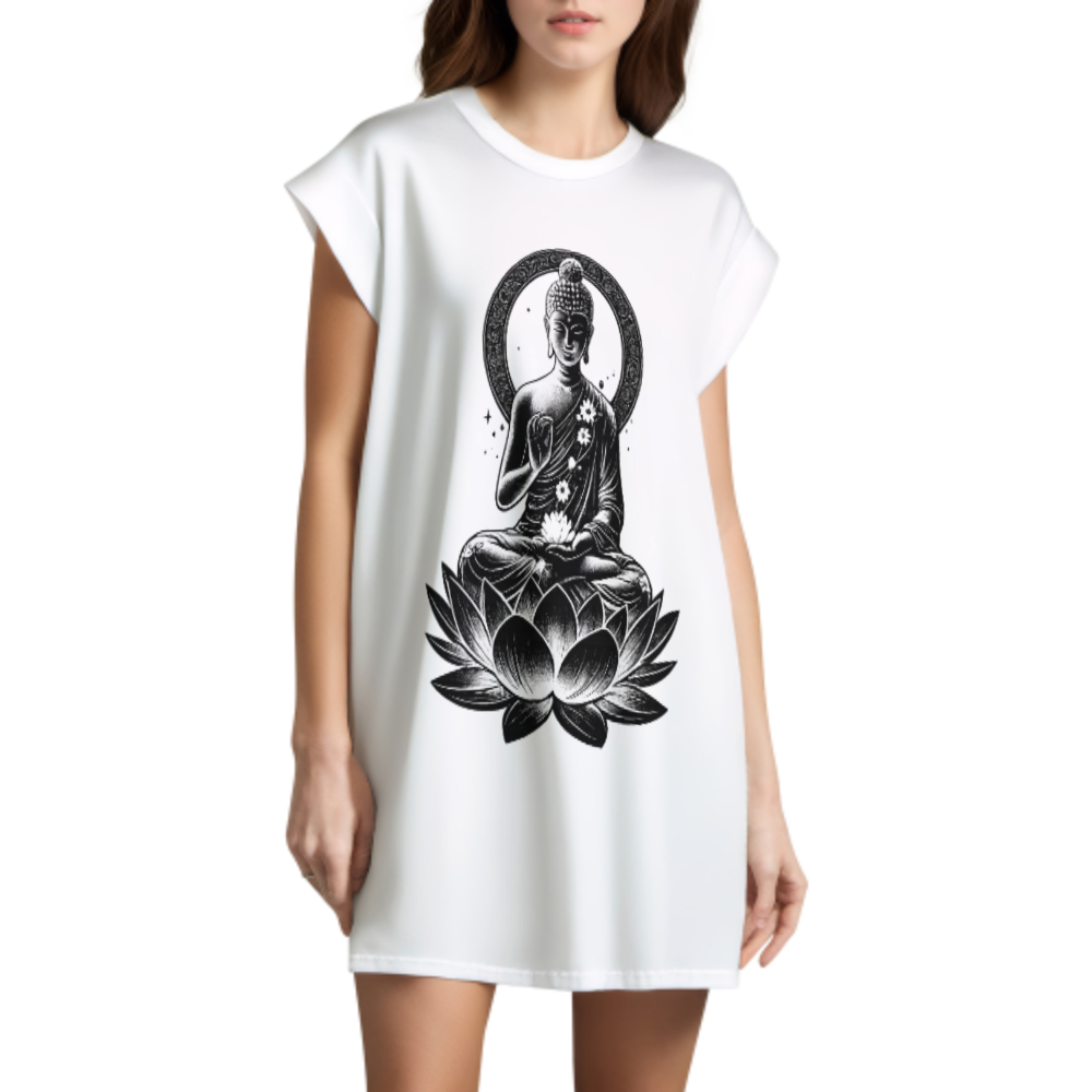 Zen Buddha Lotus Graphic T-Shirt – Spiritual Meditation Aesthetic Tee(z156)