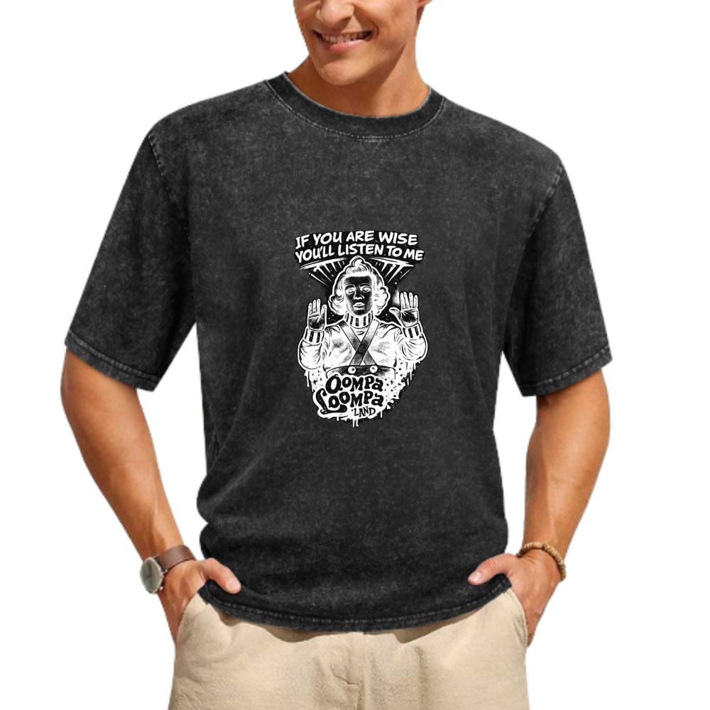 Oompa Loompa Funny Graphic Washed T-Shirt | Vintage Meme Streetwear Tee(z112)