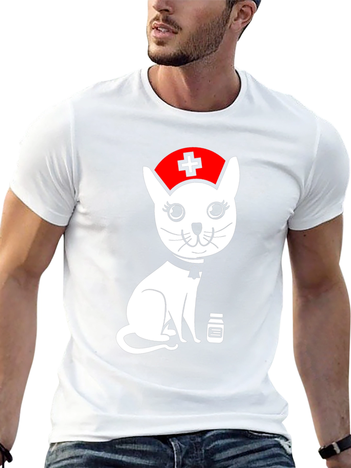 Nurse Cat Graphic T-Shirt - Unisex Black Tee