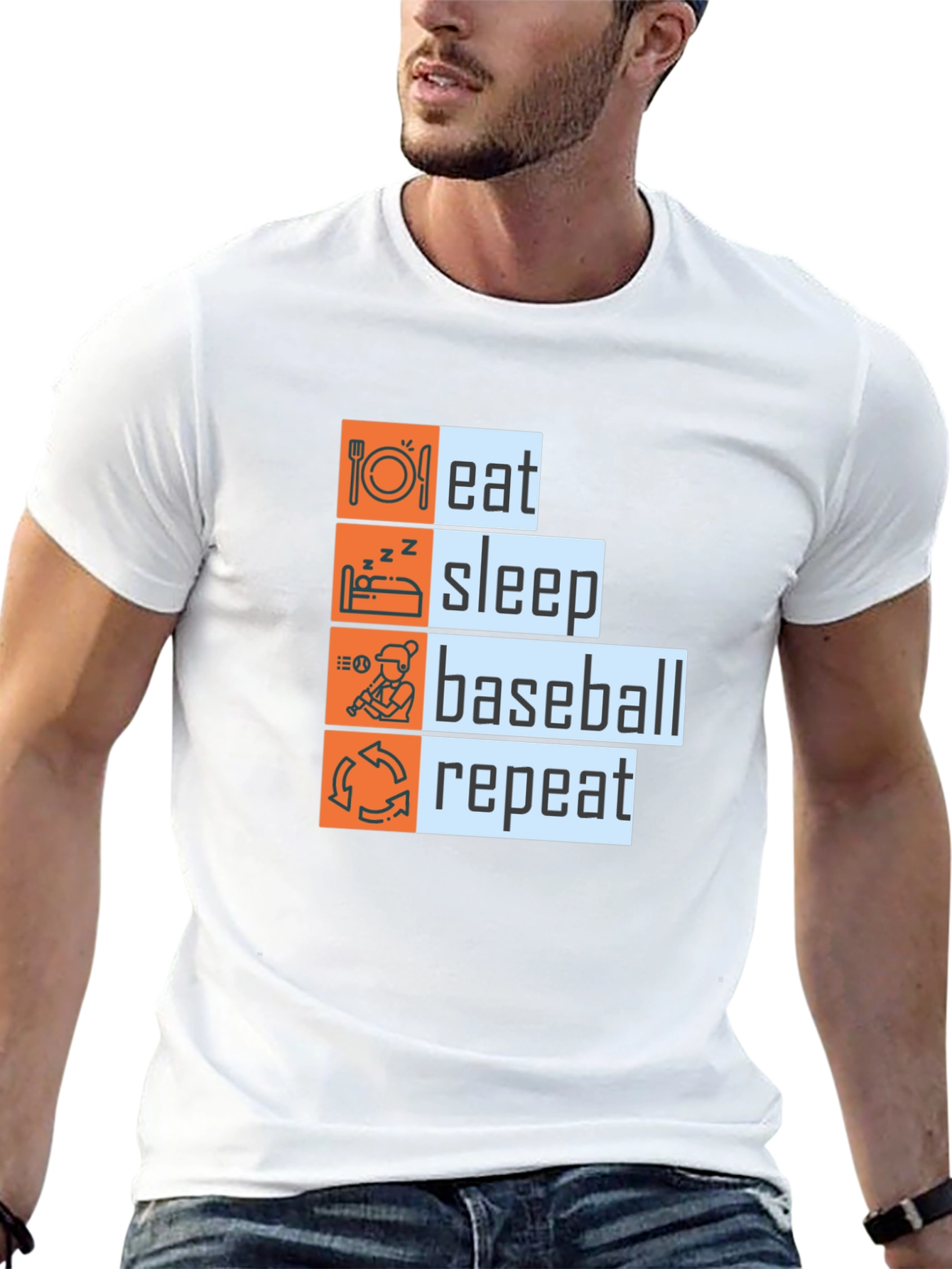 Eat Sleep Baseball Repeat Graphic Tee