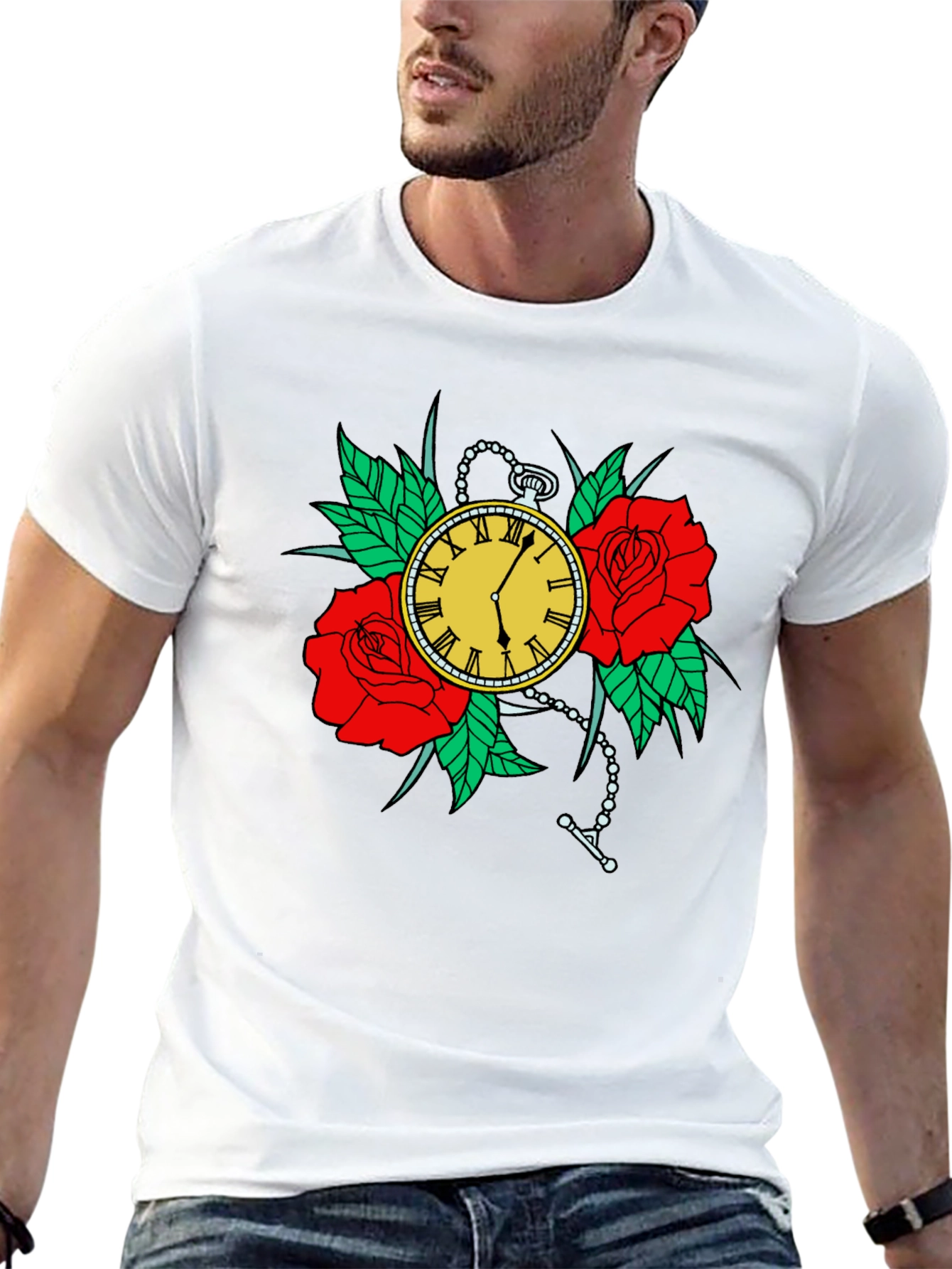 Time and Roses Graphic T-Shirt