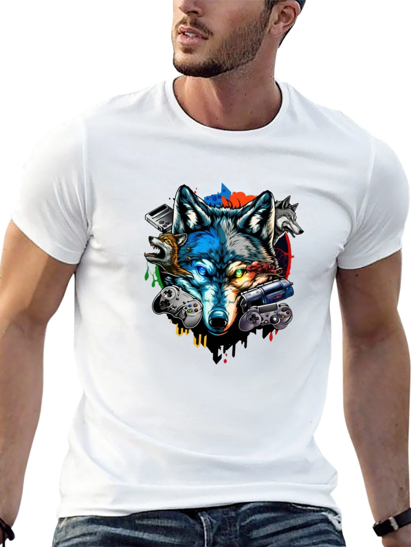 Gaming Wolf Black T-Shirt