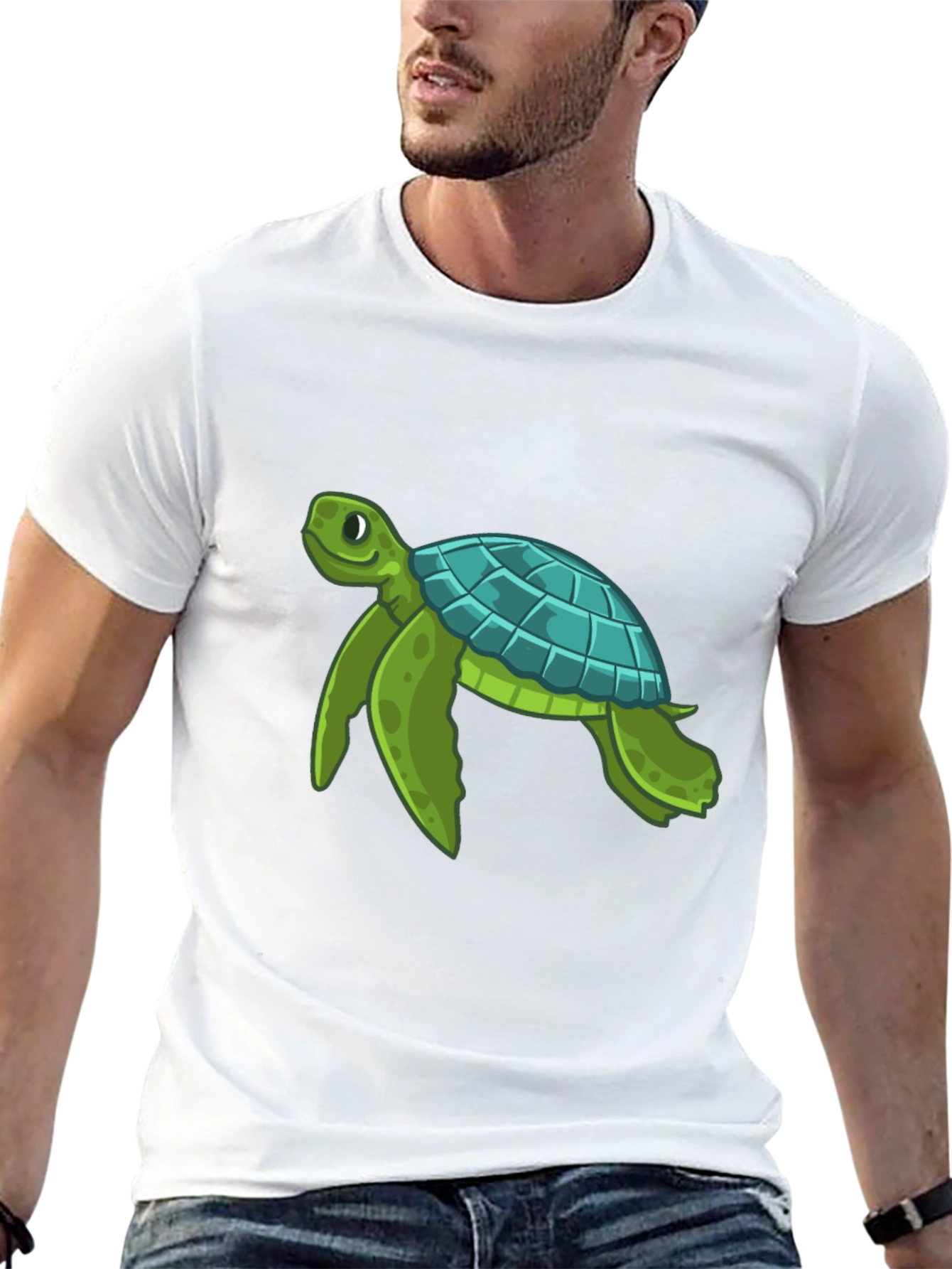 Turtle Graphic Print Crew Neck T-Shirt