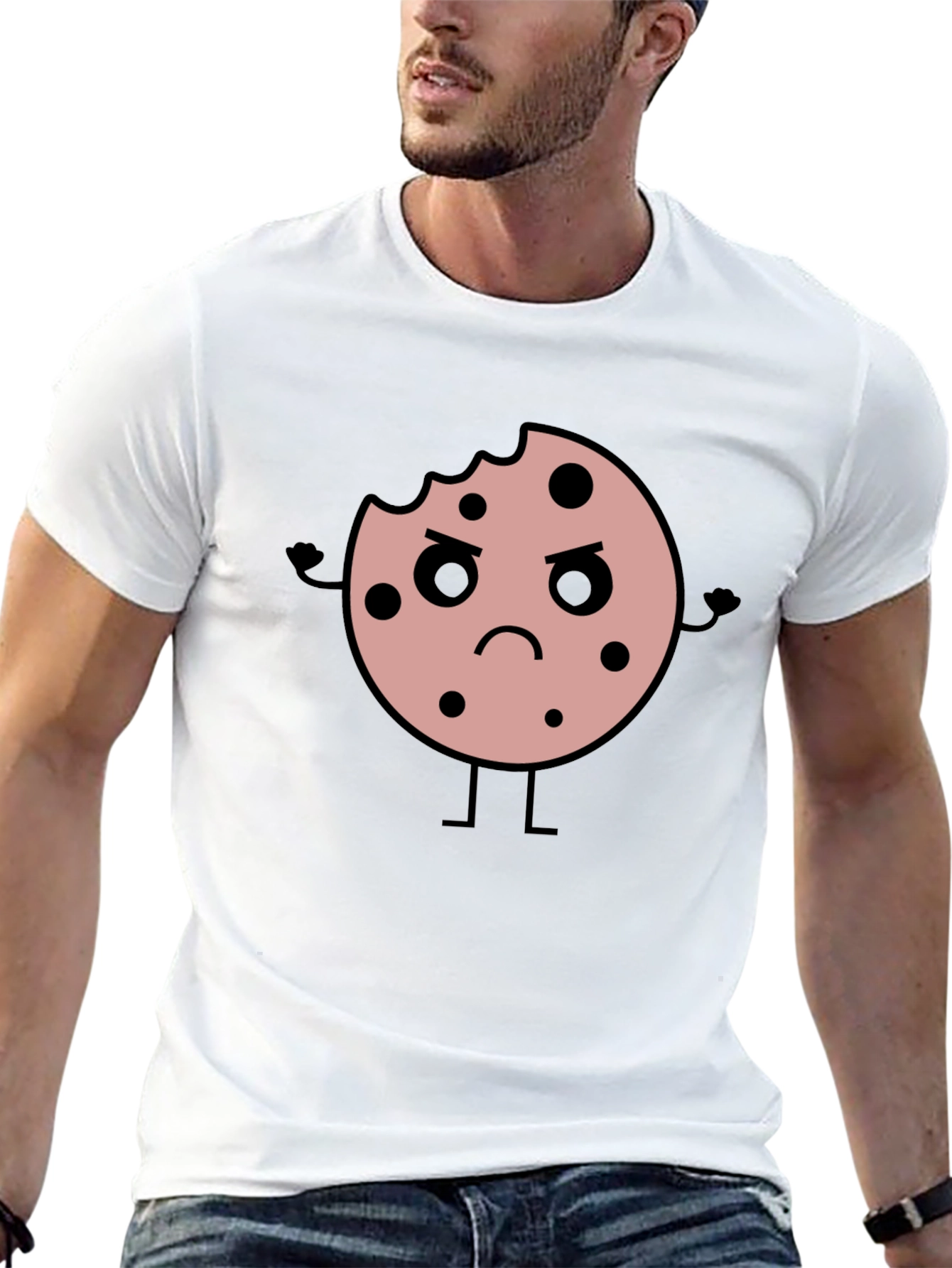 Angry Cookie Graphic Tee - Black Cotton T-Shirt