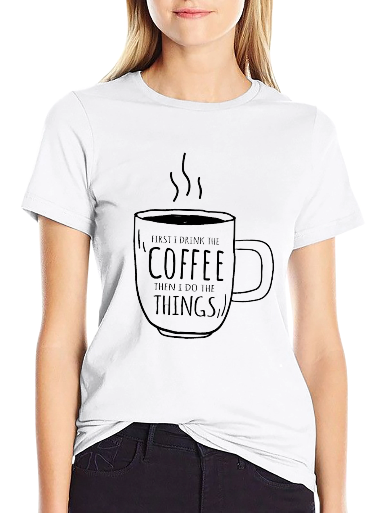 Coffee Then Things Black Graphic T-Shirt