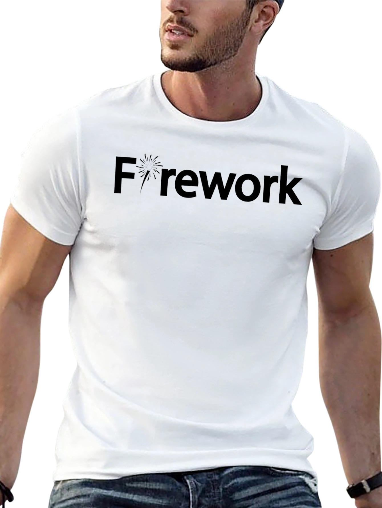 Firework Graphic Tee - Black Cotton Crewneck T-Shirt
