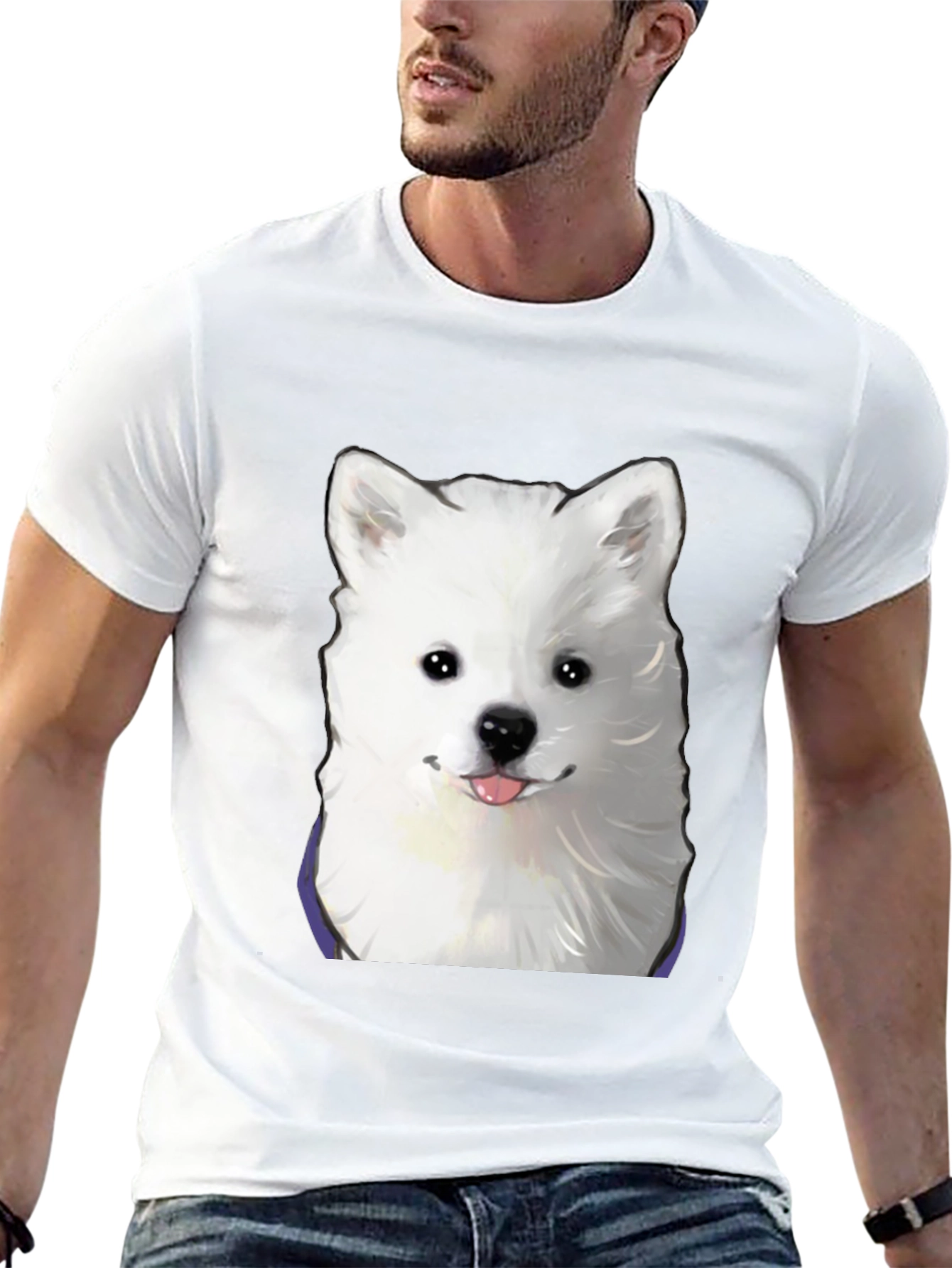Cute Dog Graphic Print Black T-Shirt