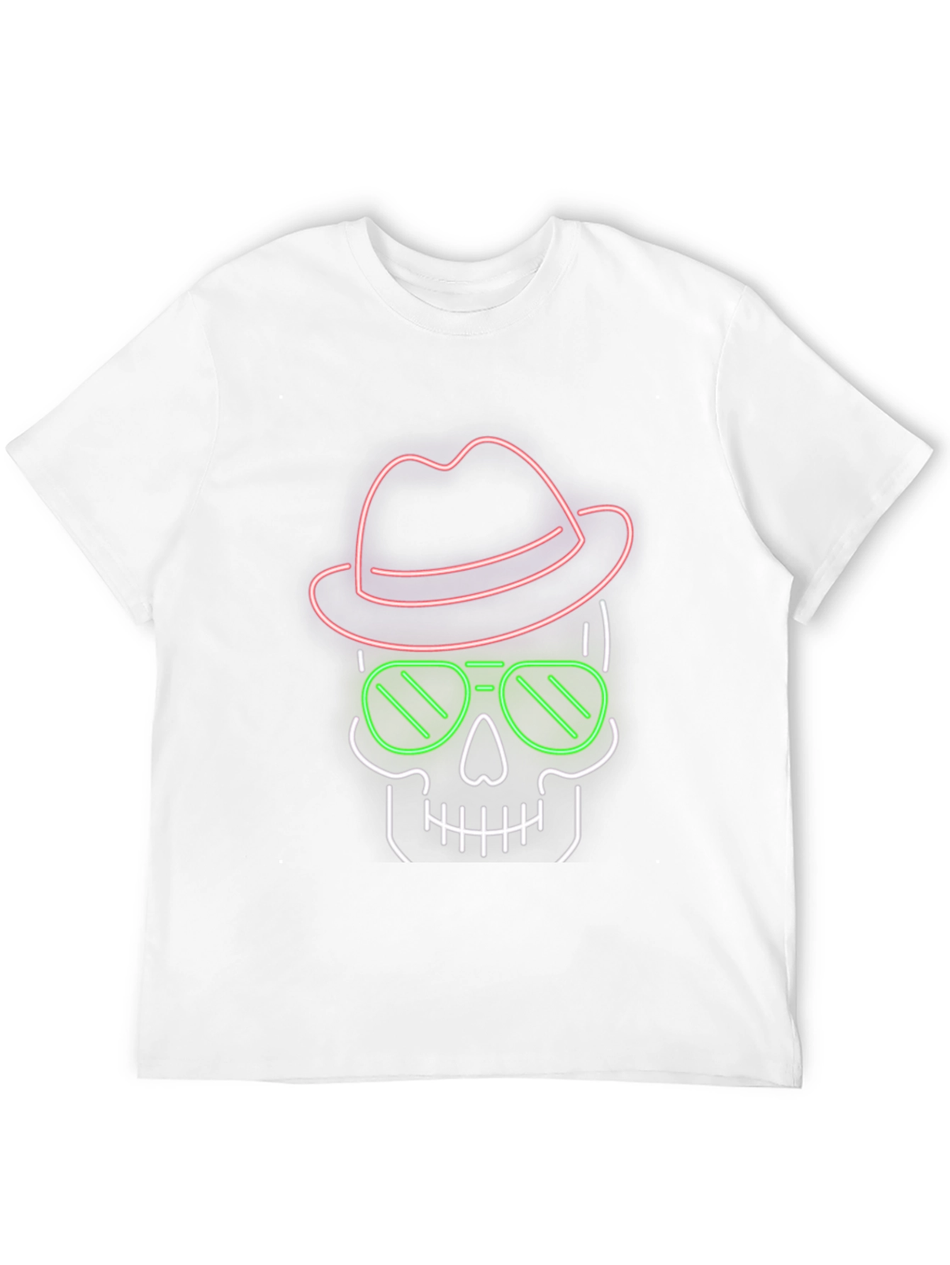 Neon Skull T-Shirt - Hat & Sunglasses Graphic Tee