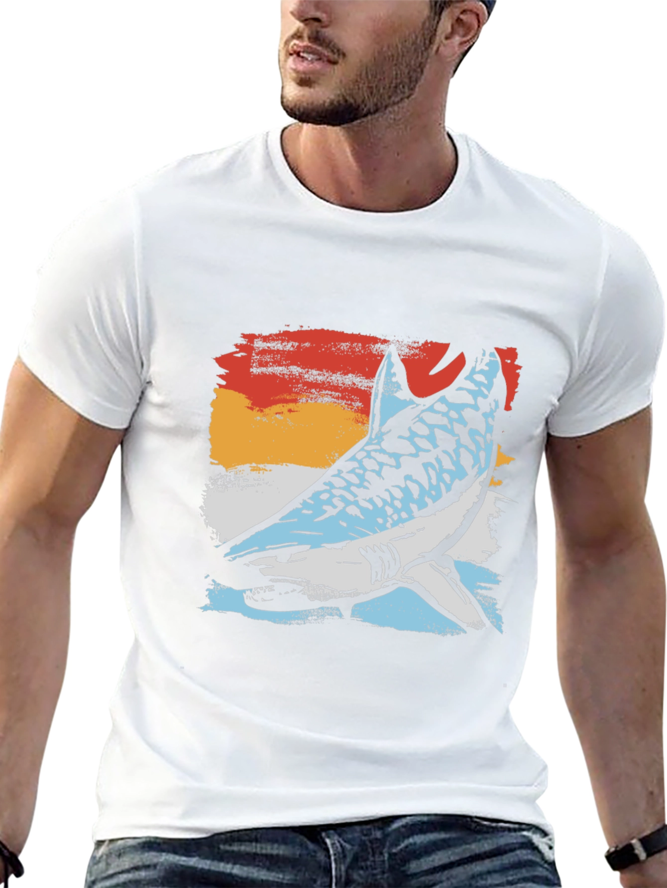 Retro Shark Graphic Tee - Black Cotton Blend T-Shirt