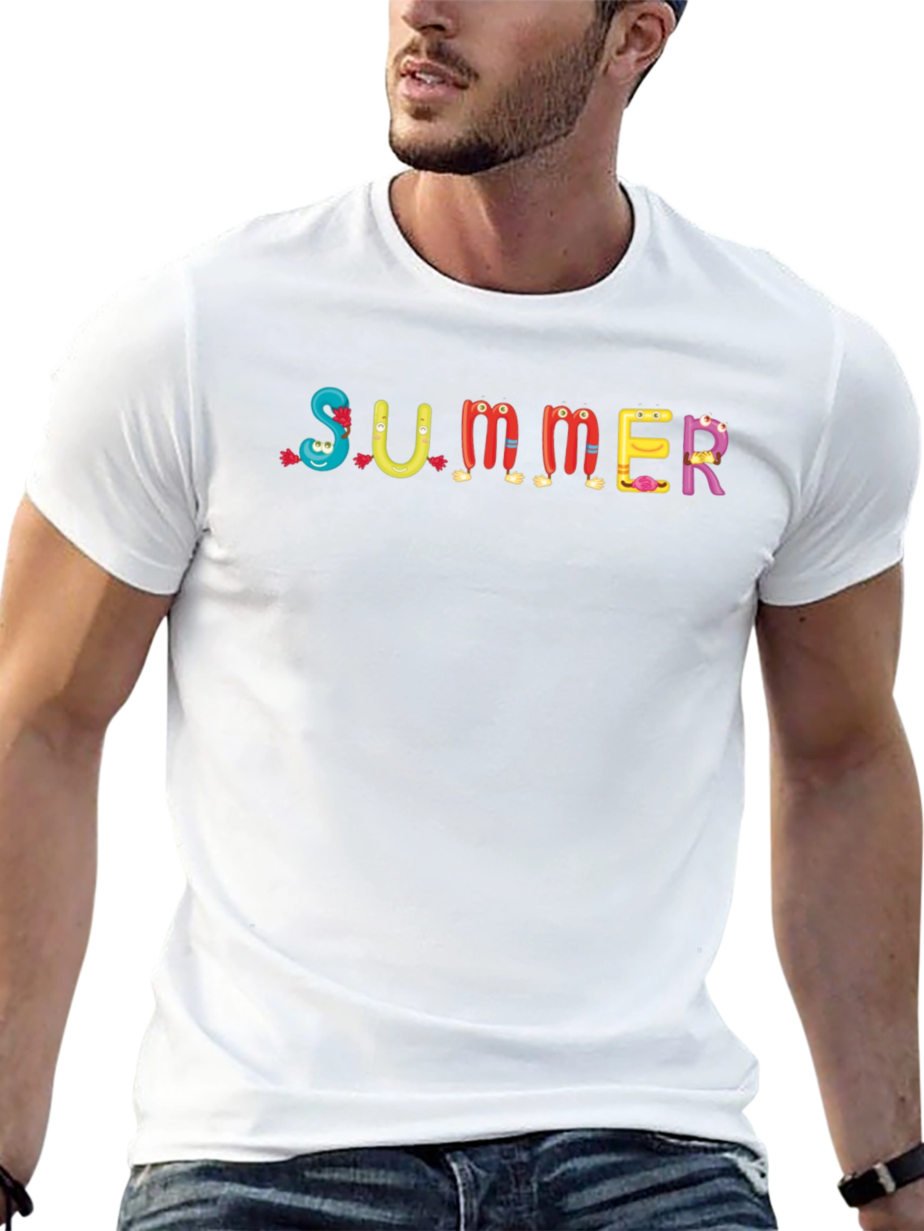 Fun Summer Cartoon T-Shirt - Crew Neck Casual Tee