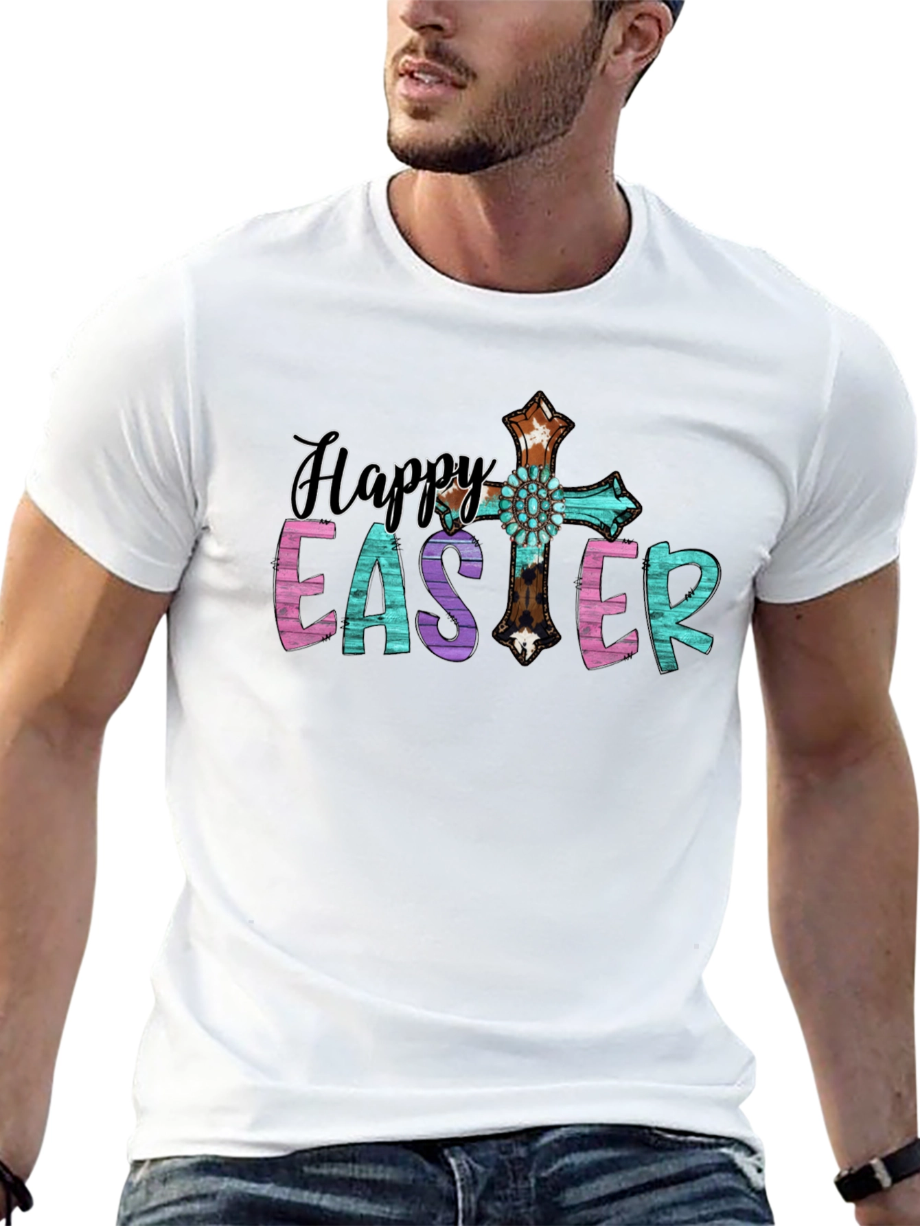 Happy Easter Cross Graphic Tee
