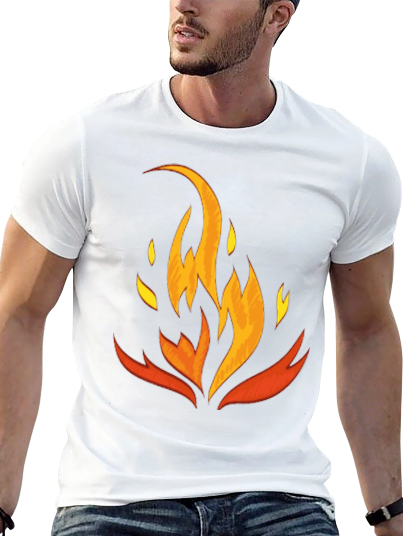 Fiery Graphic Tee - Black Cotton Blend Shirt