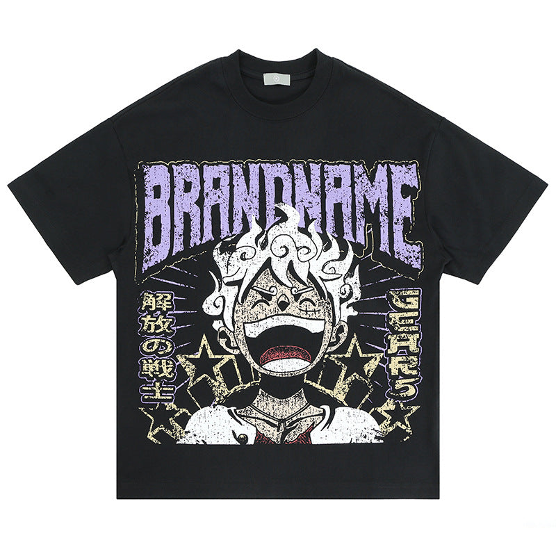 Men's Cartoon Destroyed Print Short Sleeve T-Shirt Unisex