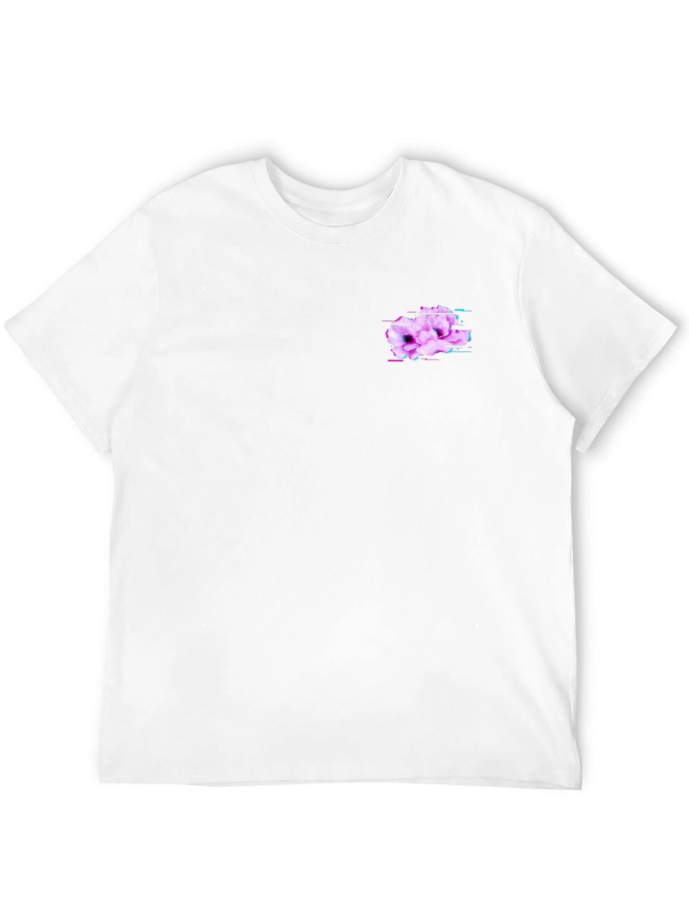 Mens Black T-Shirt with Glitch Floral Design