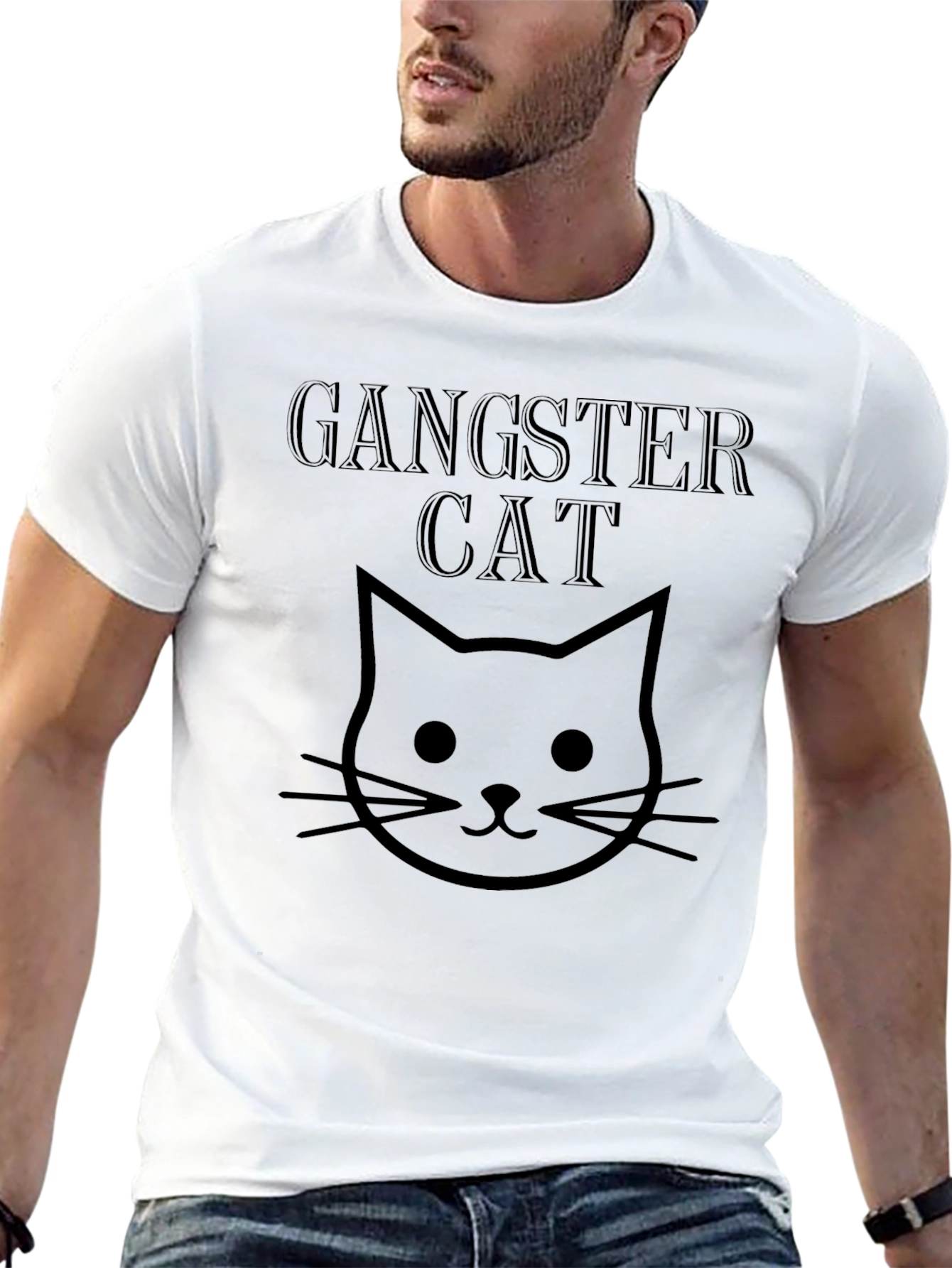 Gangster Cat Graphic T-Shirt