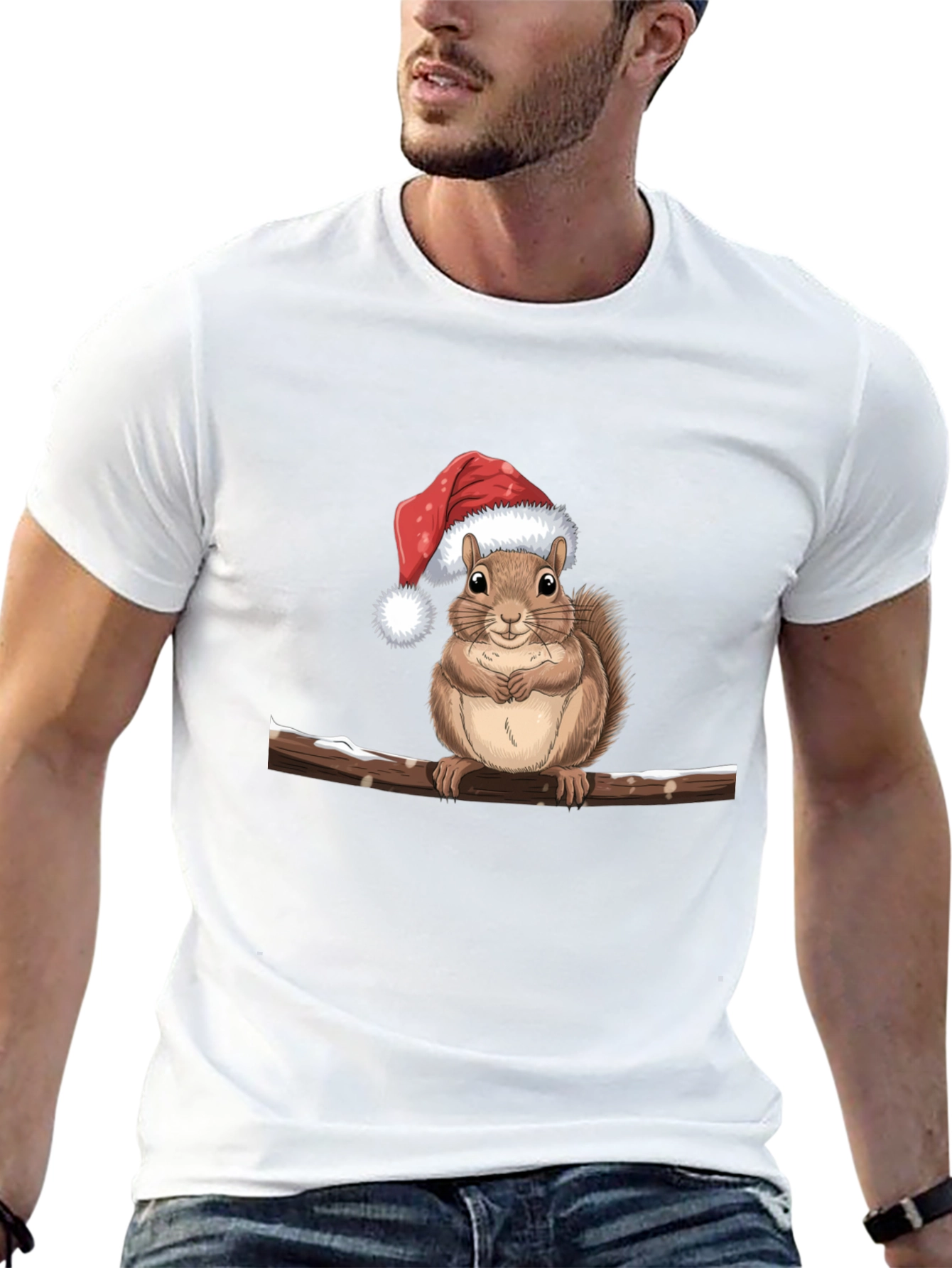 Festive Squirrel on Branch Graphic Tee