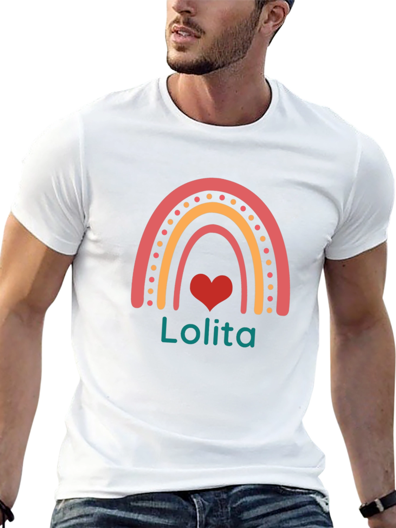 Lolita Rainbow Heart Black T-Shirt