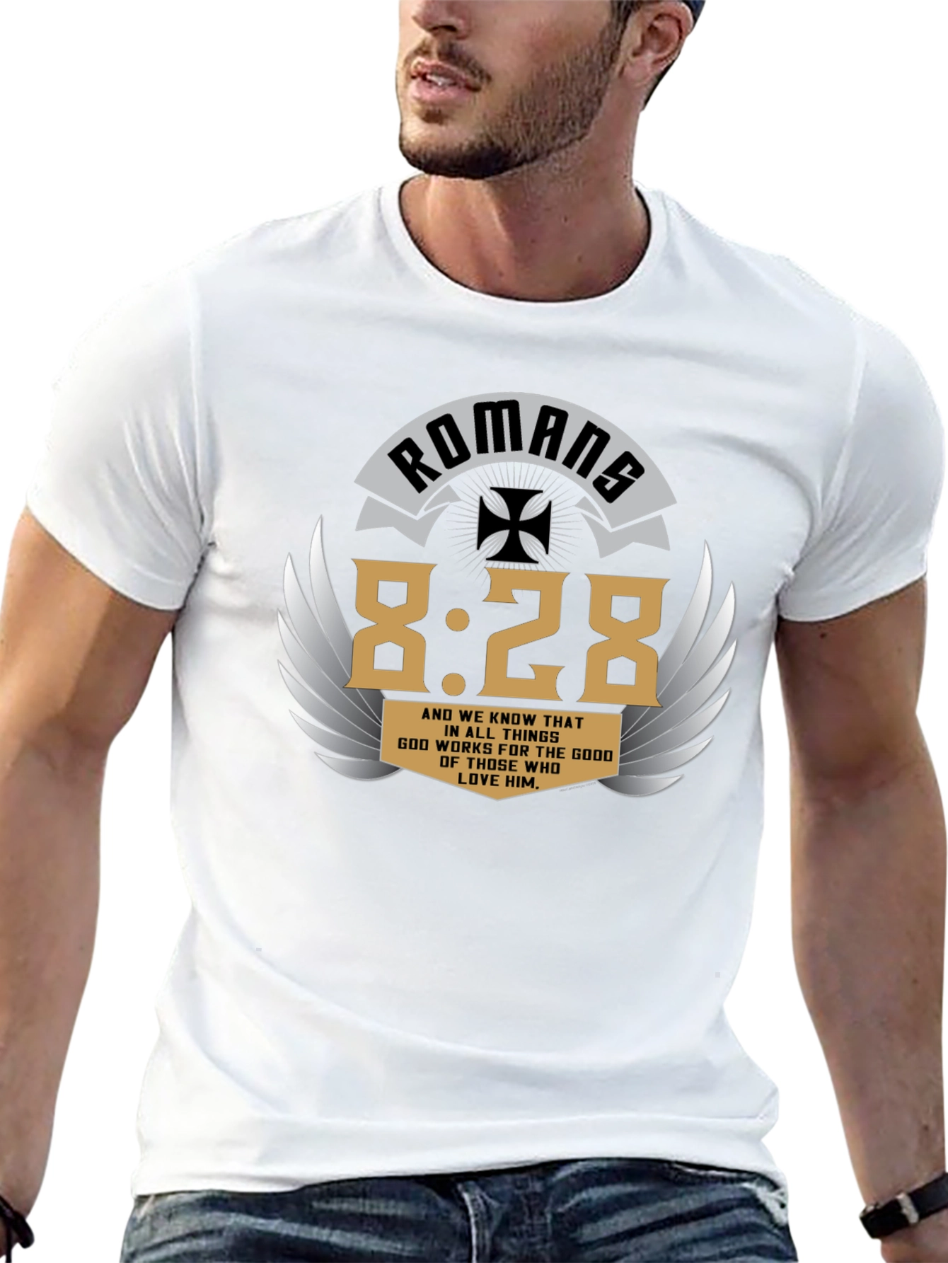 Romans 8:28 Graphic T-Shirt - Christian Scripture Tee