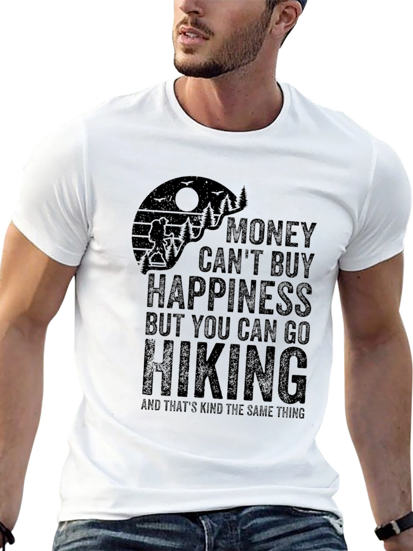 Money Cant Buy Hiking Black Graphic T-Shirt
