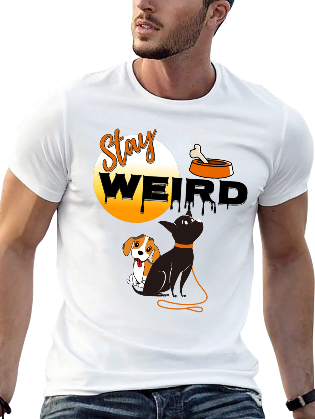 Stay Weird T-Shirt Cat and Dog