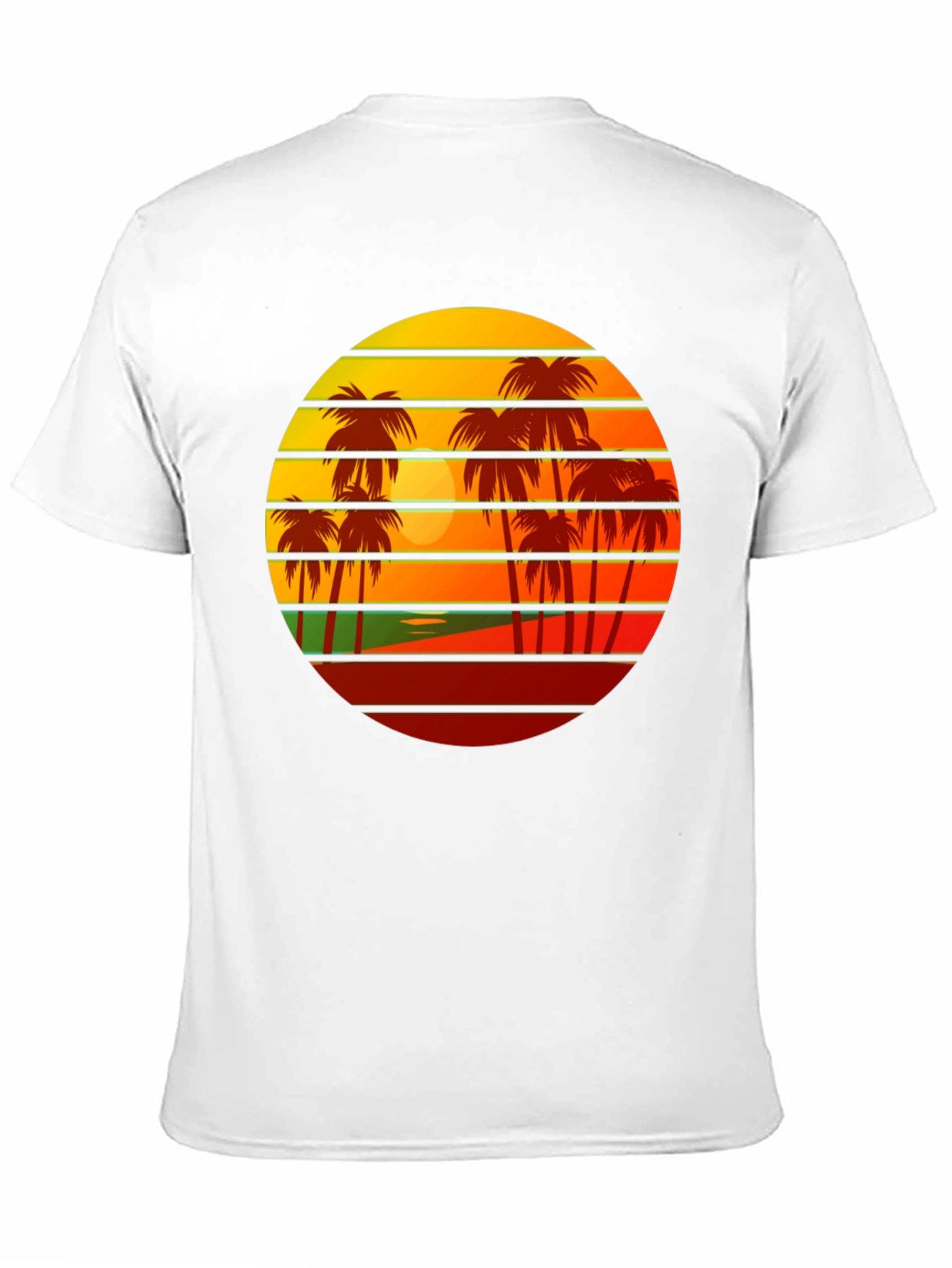 Retro Sunset Palm Tree Graphic Tee - Black