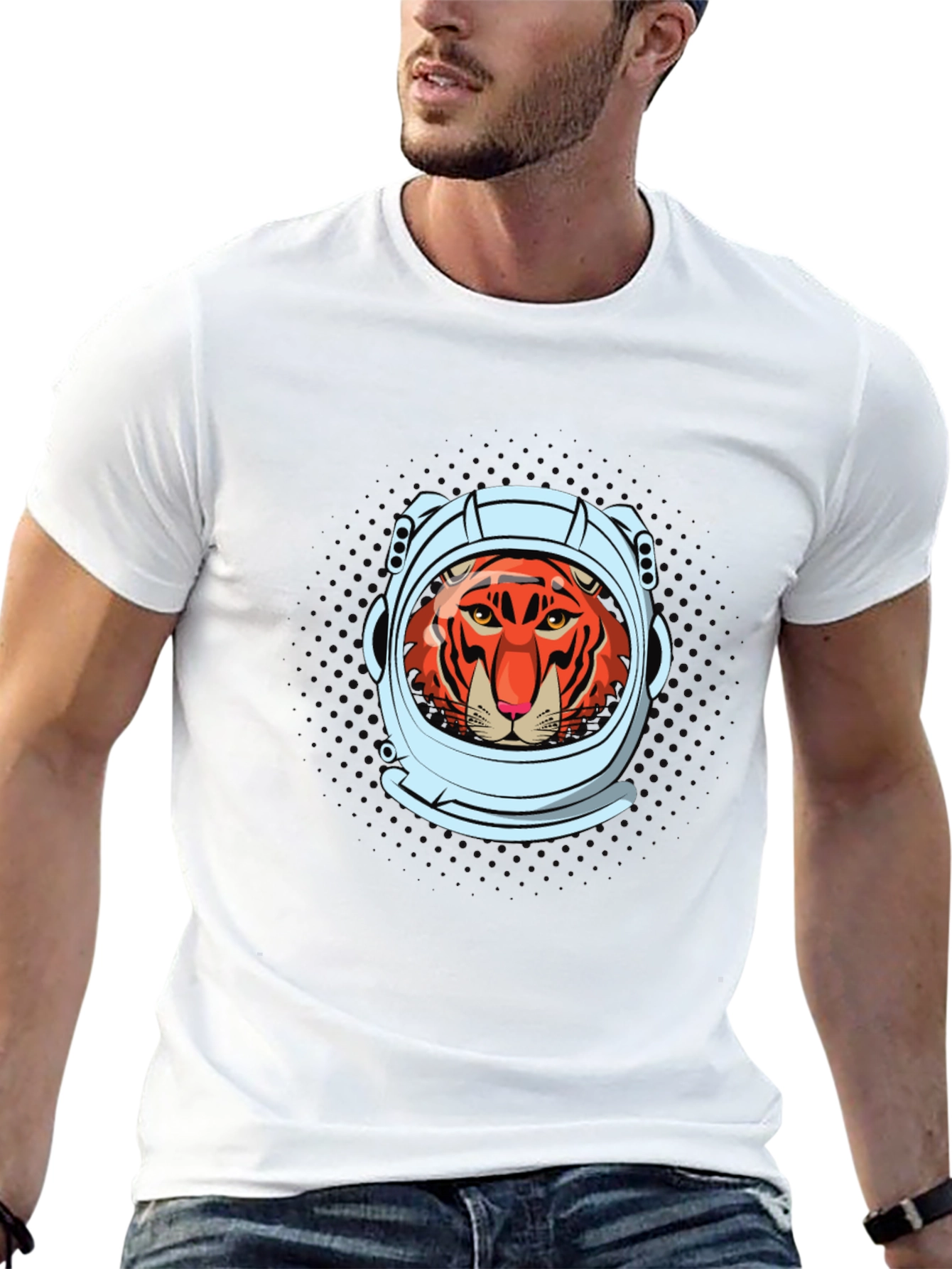 Tiger Astronaut Graphic Tee - Cool Space Cat Shirt