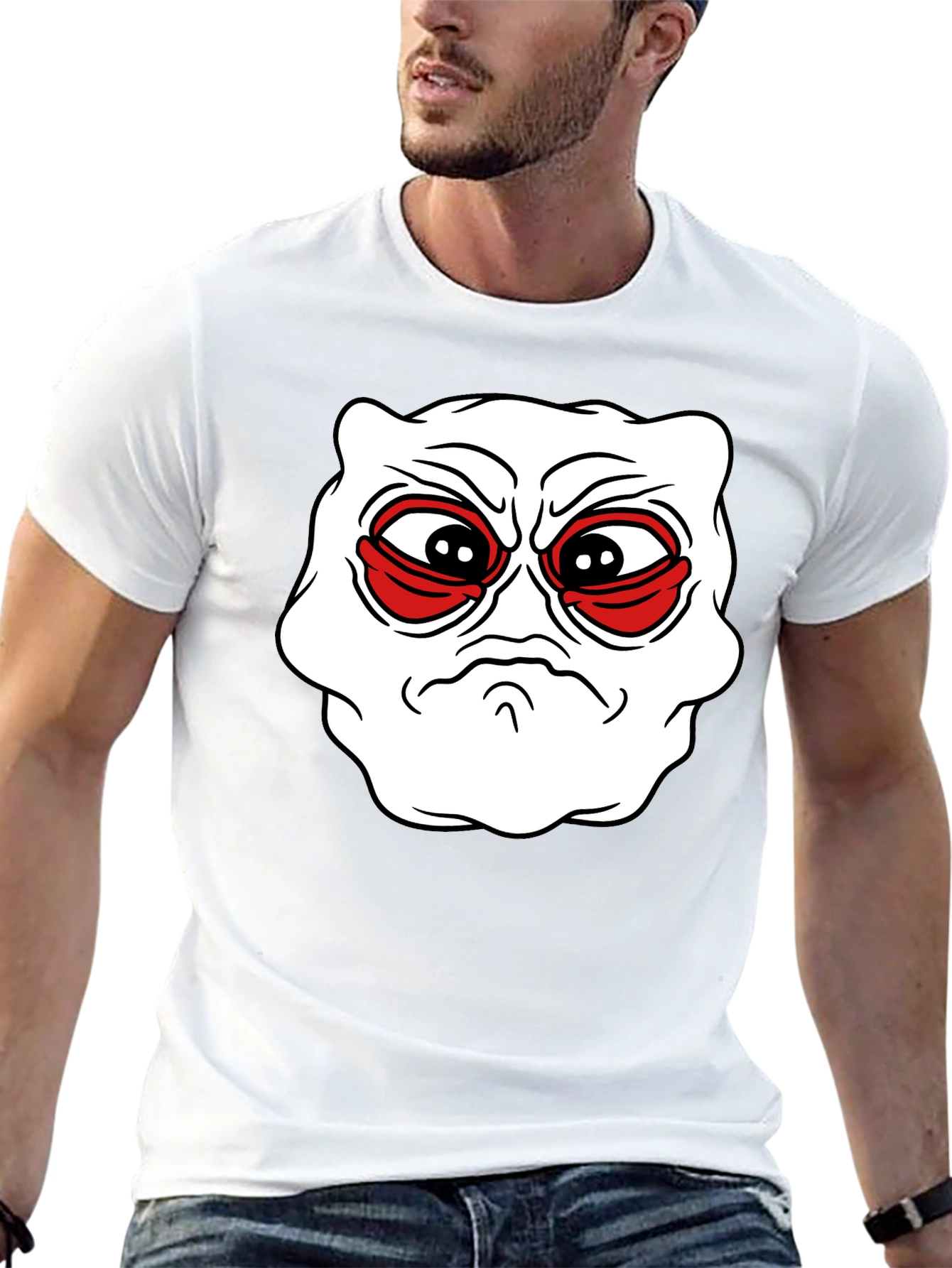 Grumpy Face Graphic Tee - Black