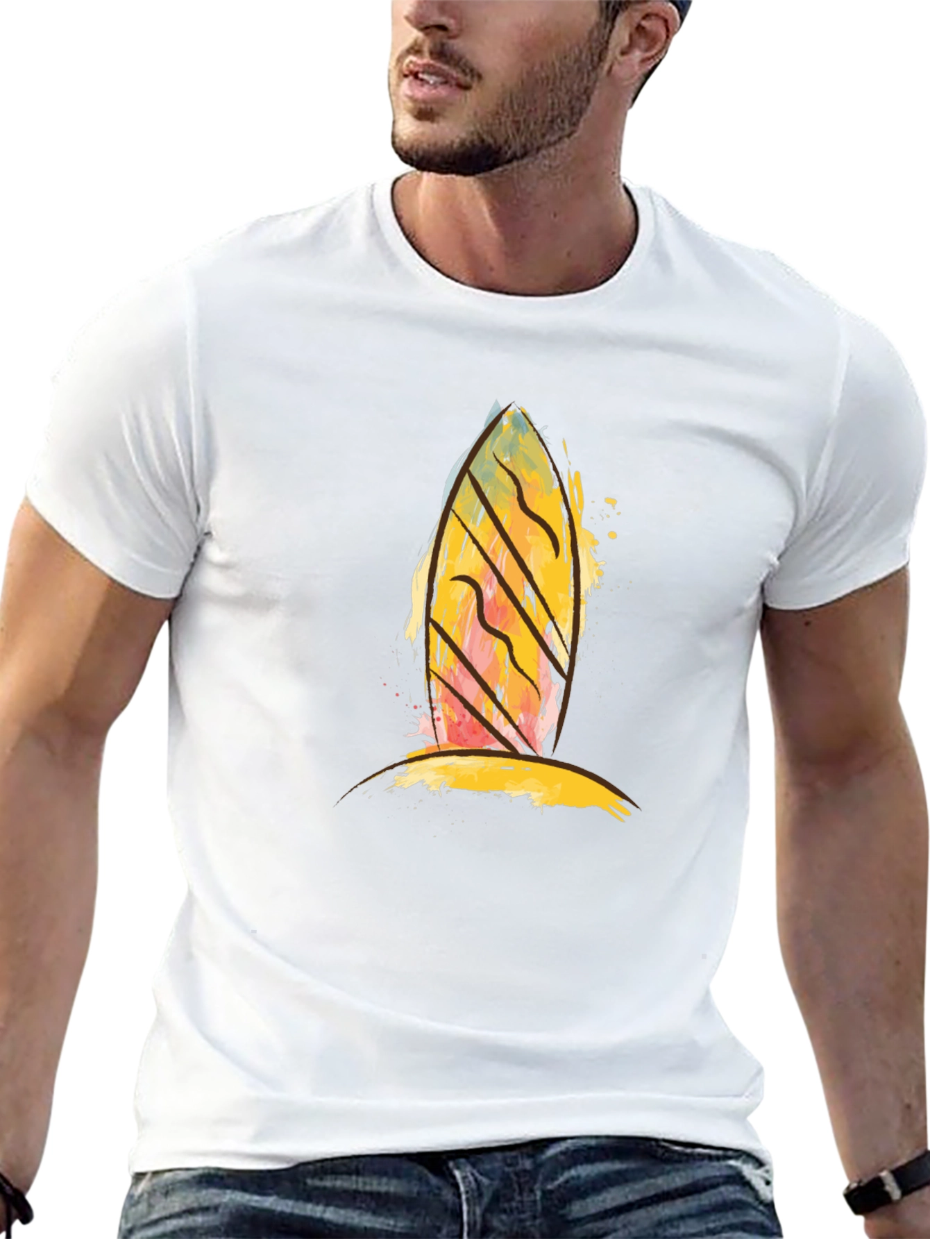 Abstract Surfboard Graphic Black T-Shirt