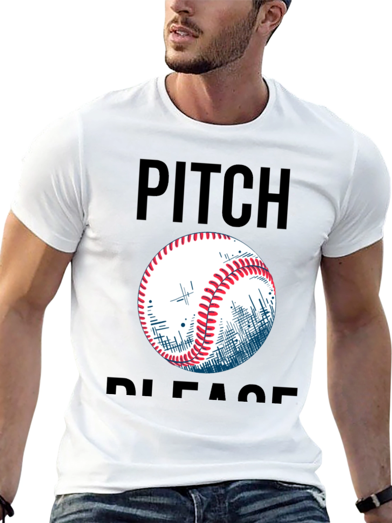 Pitch Please Baseball Graphic Tee - Black