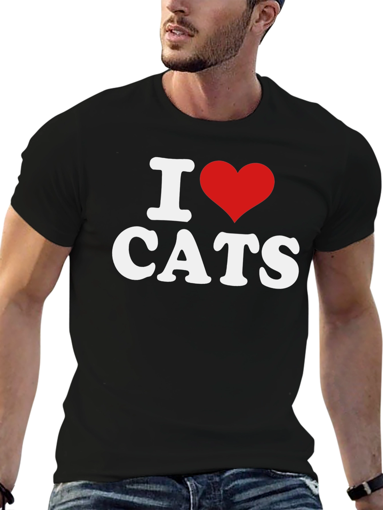 I Heart Cats T-Shirt - Black Cotton Blend