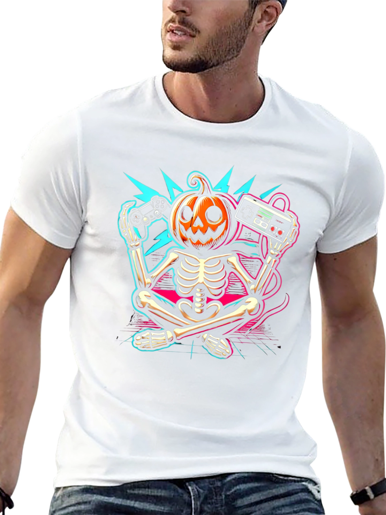 Halloween Gamer Skeleton T-Shirt