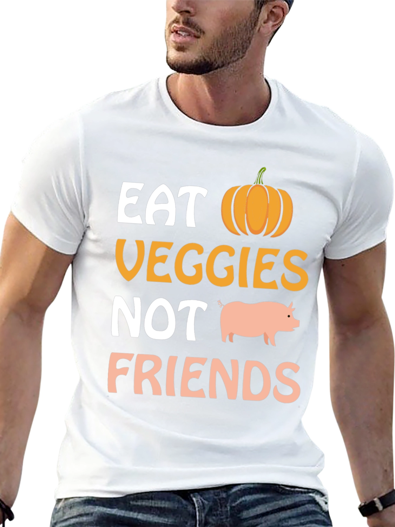 Eat Veggies Not Friends Vegan Graphic T-Shirt