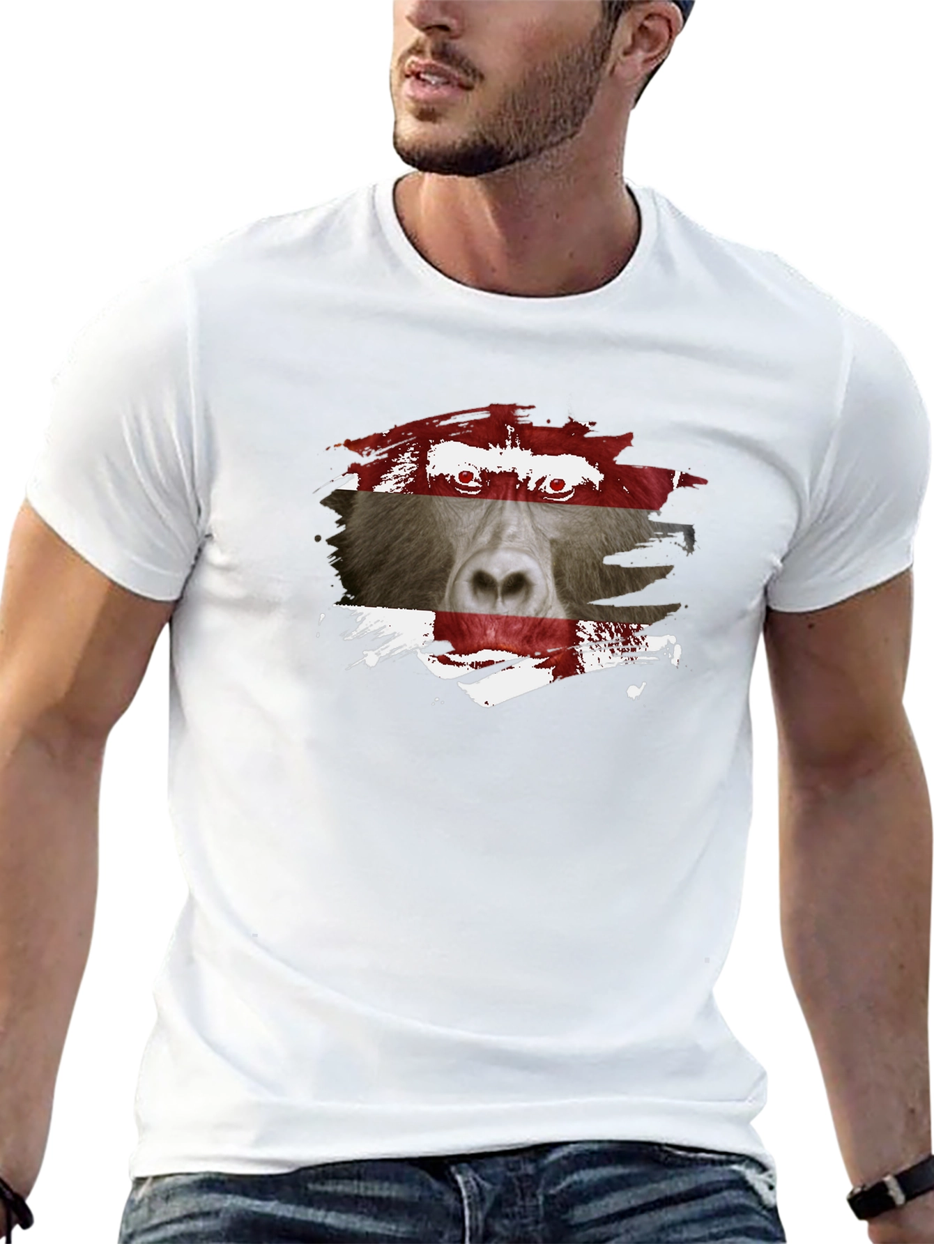 Baboon Flag Graphic Tee - Unique Mens Black T-Shirt