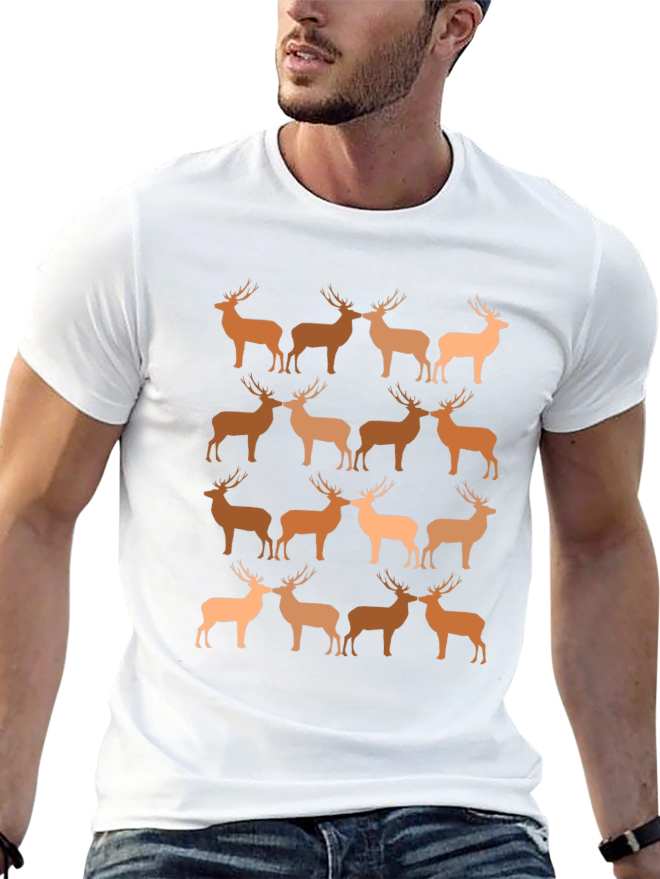 Deer Pattern T-Shirt - Black