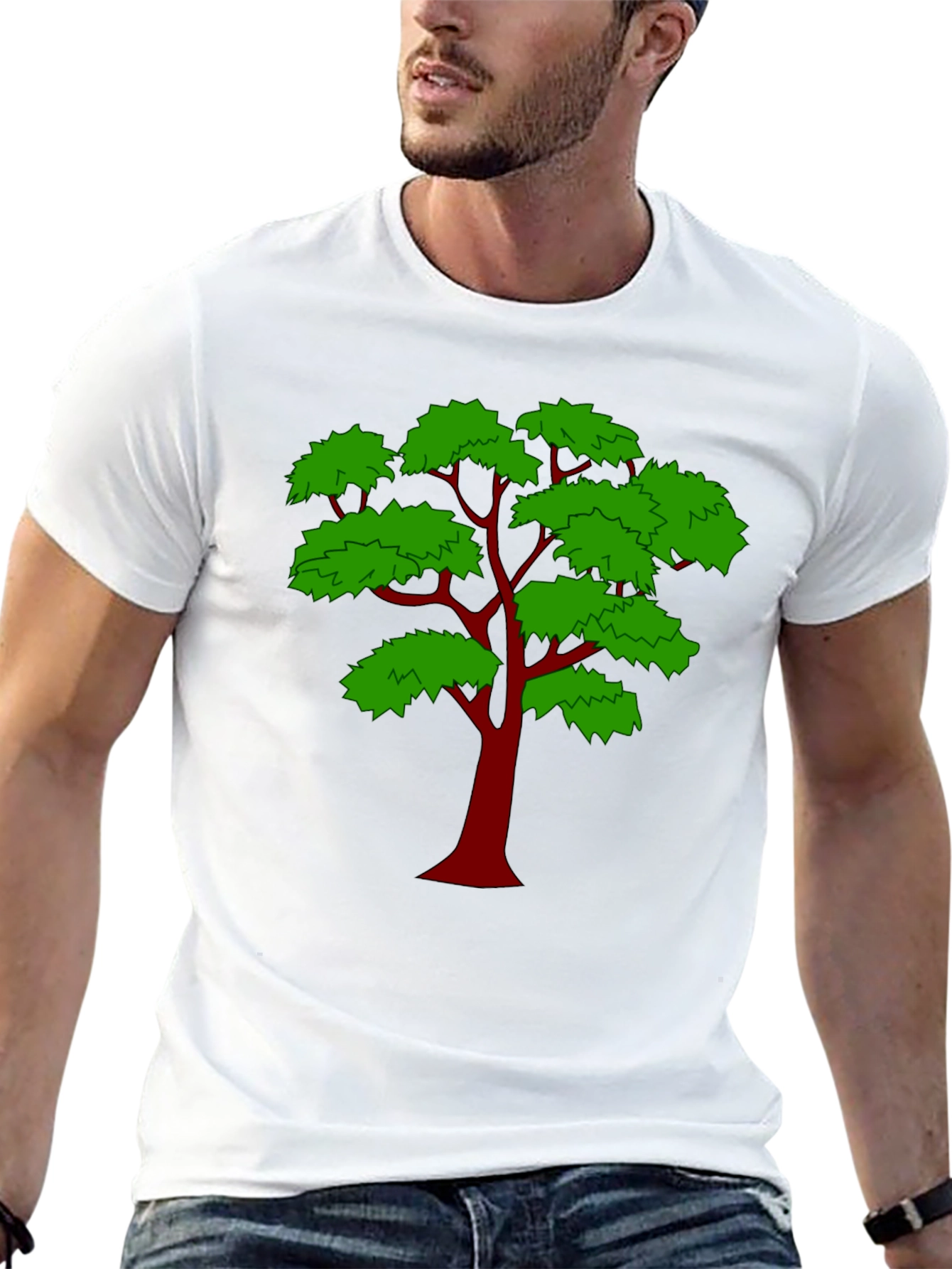 Unique Tree Graphic Print Black T-Shirt