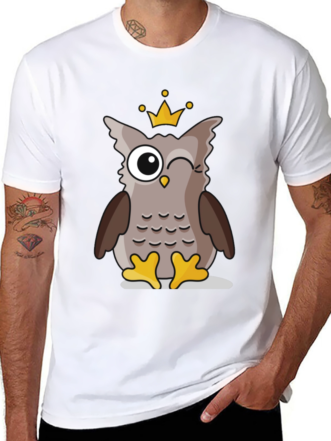 Cute Owl Prince Black T-Shirt