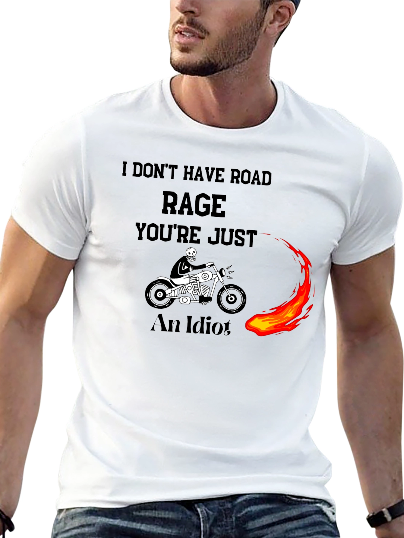 Road Rage Skeleton Biker T-Shirt
